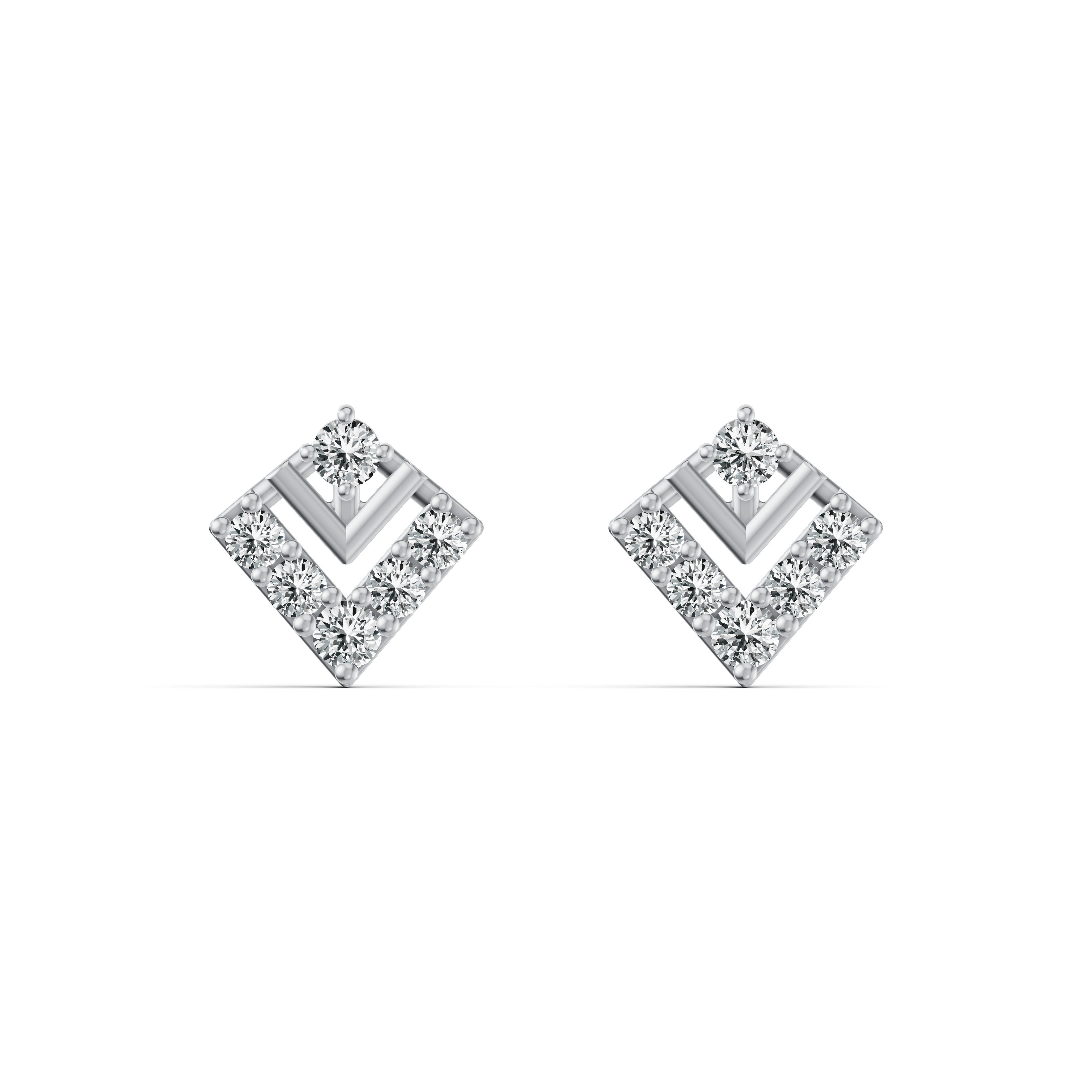 Sleek Chevron Diamond Stud Earrings