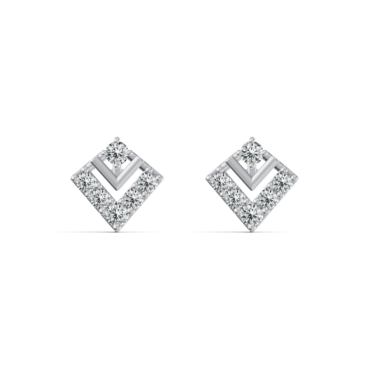 Sleek Chevron Diamond Stud Earrings