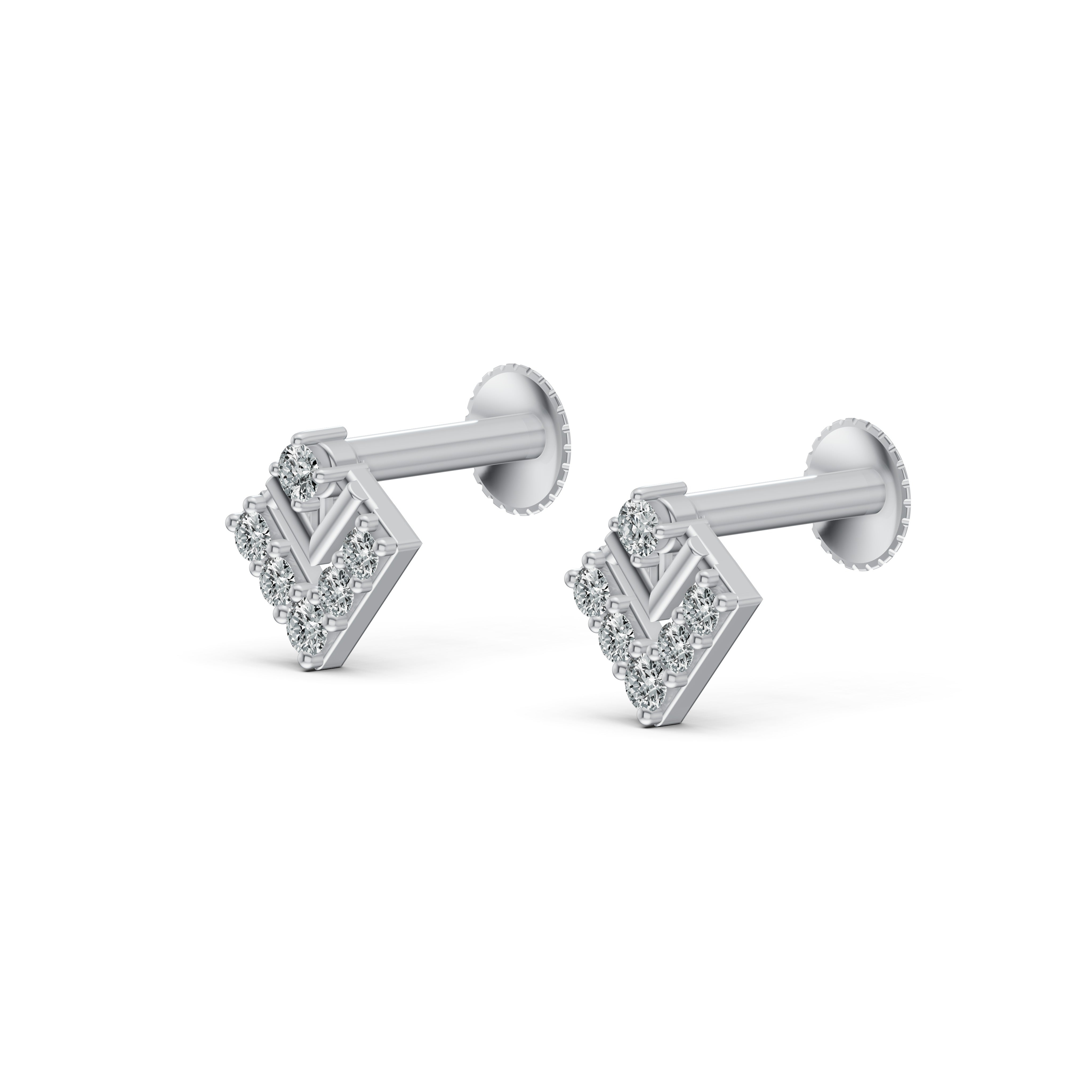 Sleek Chevron Diamond Stud Earrings