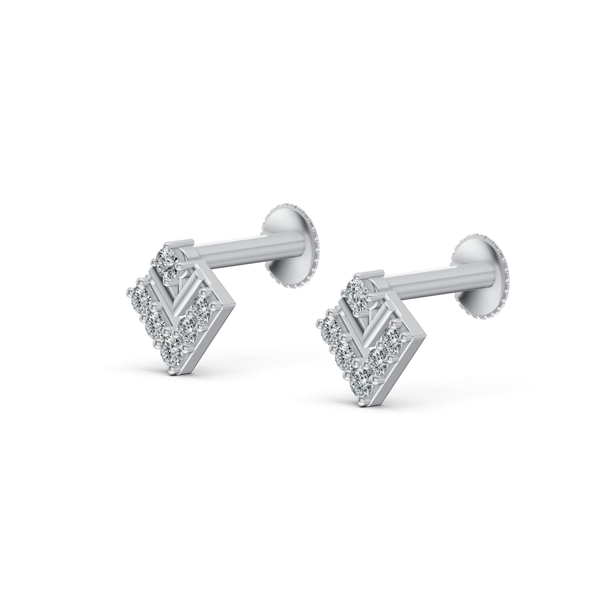 Sleek Chevron Diamond Stud Earrings