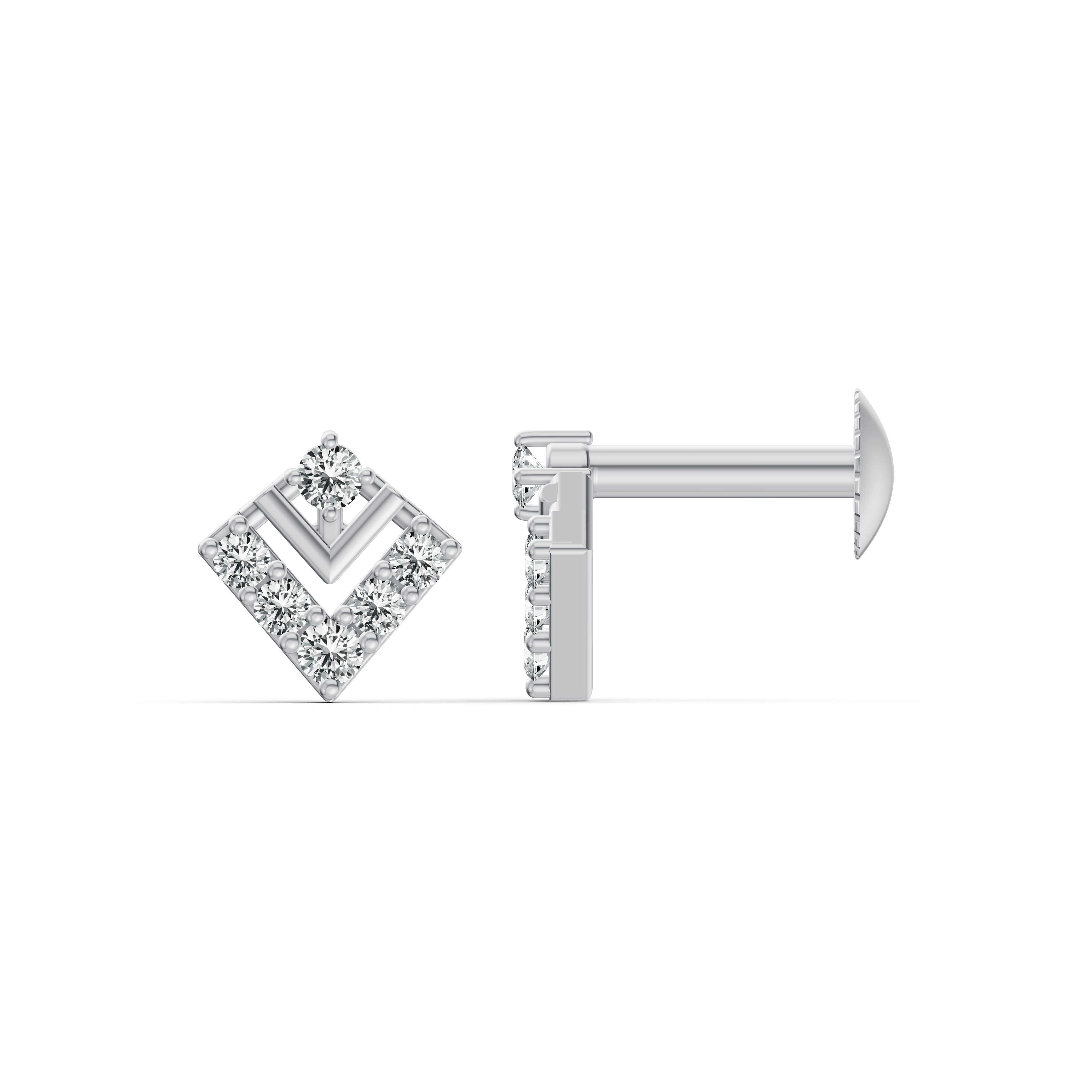 Sleek Chevron Diamond Stud Earrings