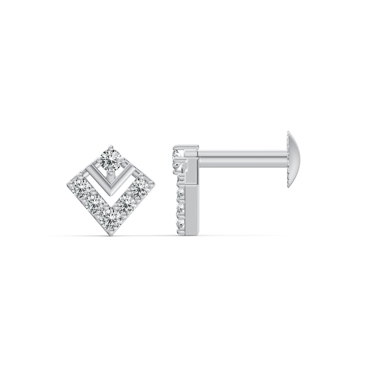 Sleek Chevron Diamond Stud Earrings
