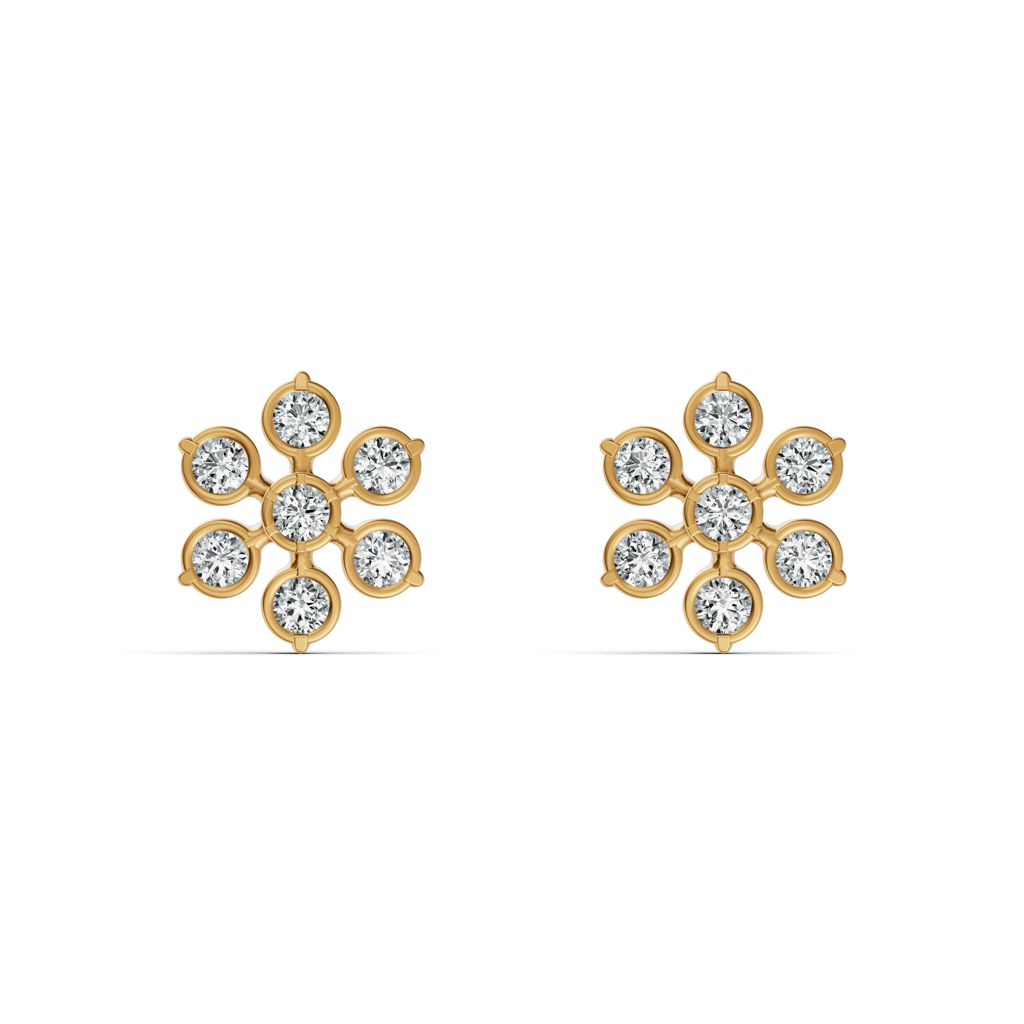 Delicate Blossom Diamond Stud Earrings