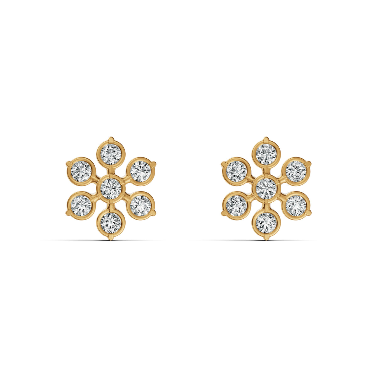 Delicate Blossom Diamond Stud Earrings