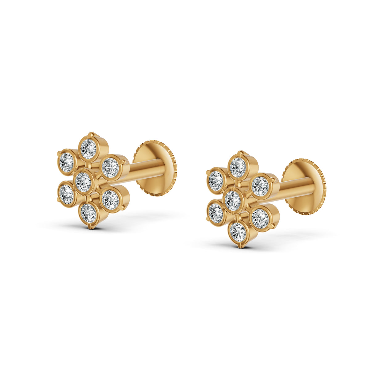 Delicate Blossom Diamond Stud Earrings