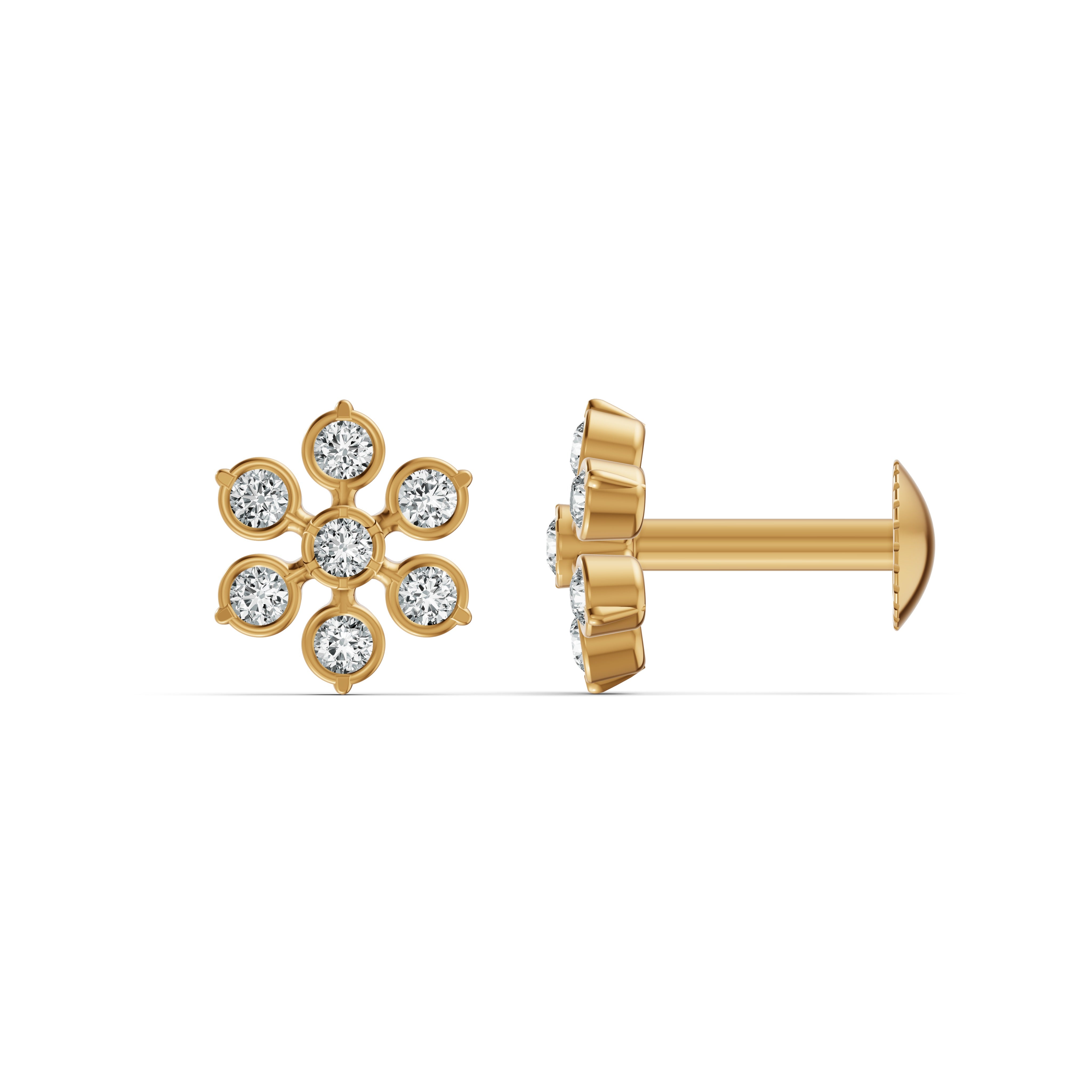 Delicate Blossom Diamond Stud Earrings