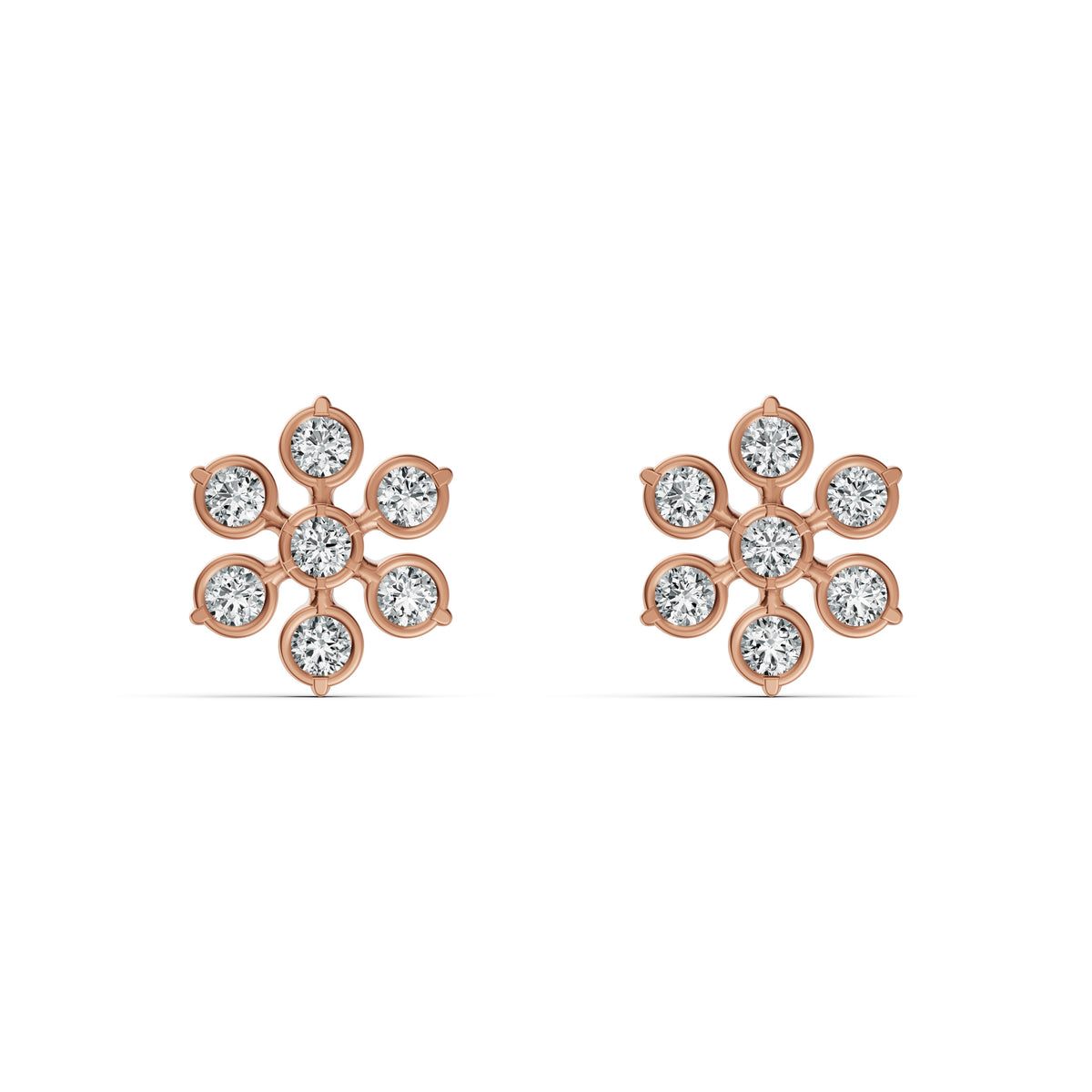 Delicate Blossom Diamond Stud Earrings