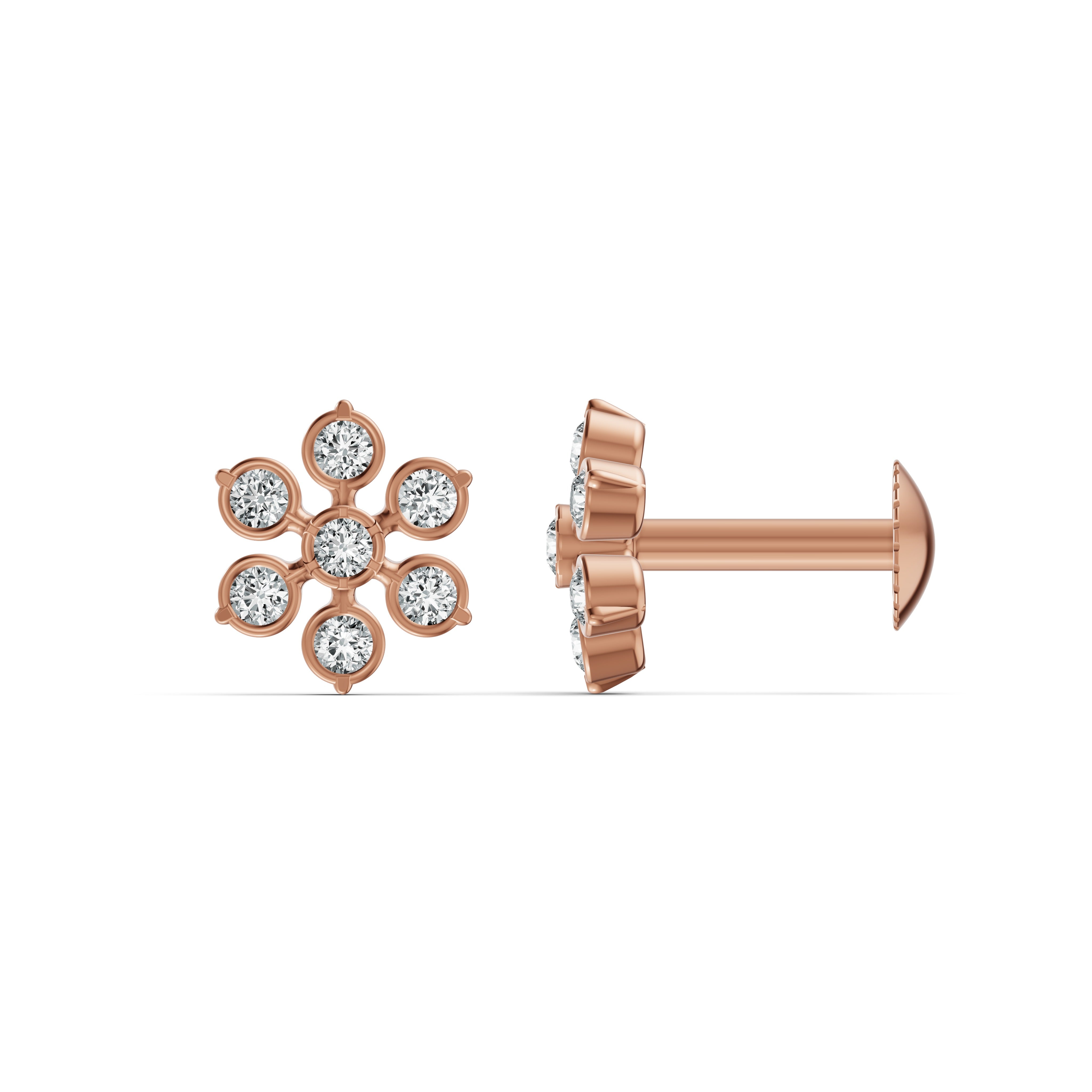 Delicate Blossom Diamond Stud Earrings