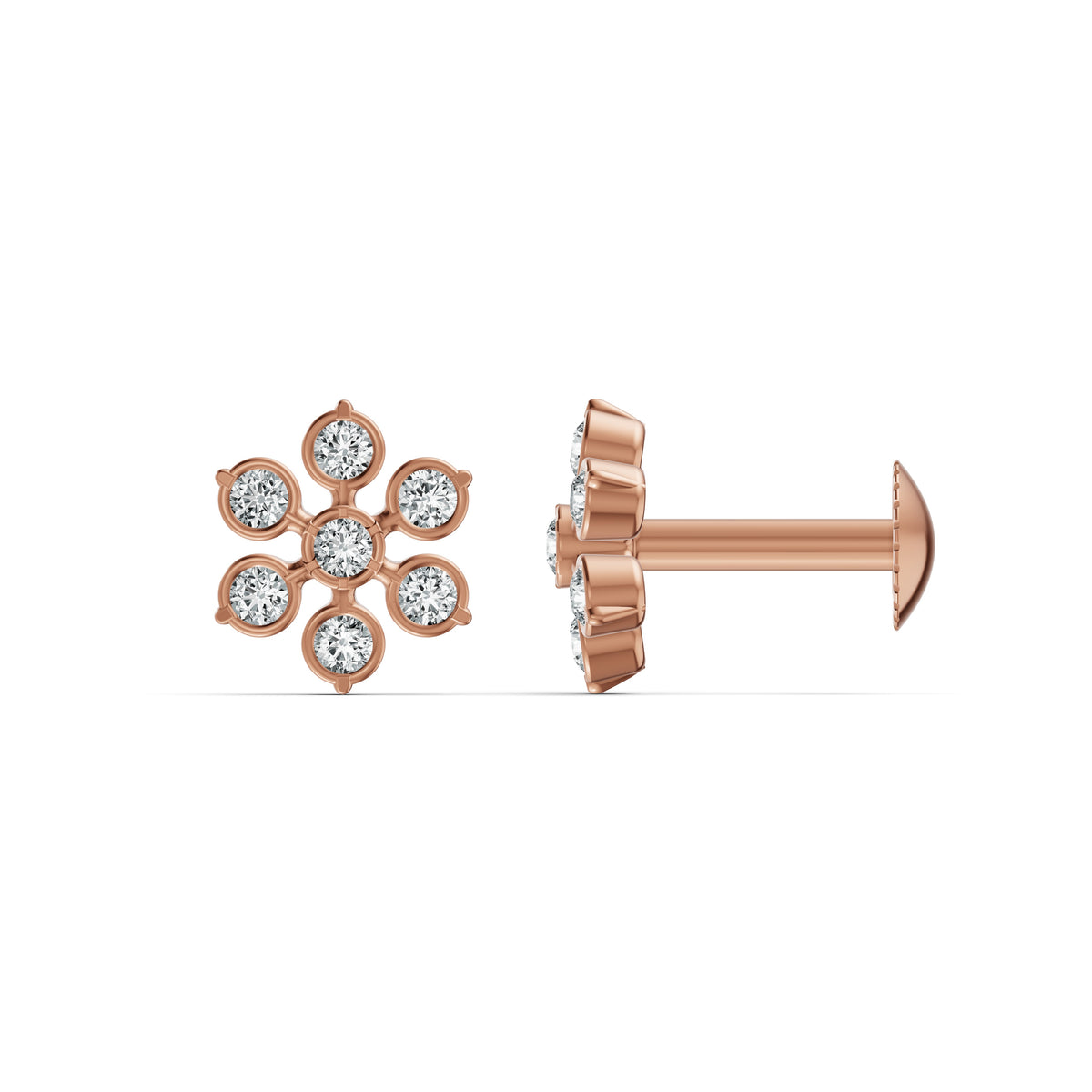 Delicate Blossom Diamond Stud Earrings