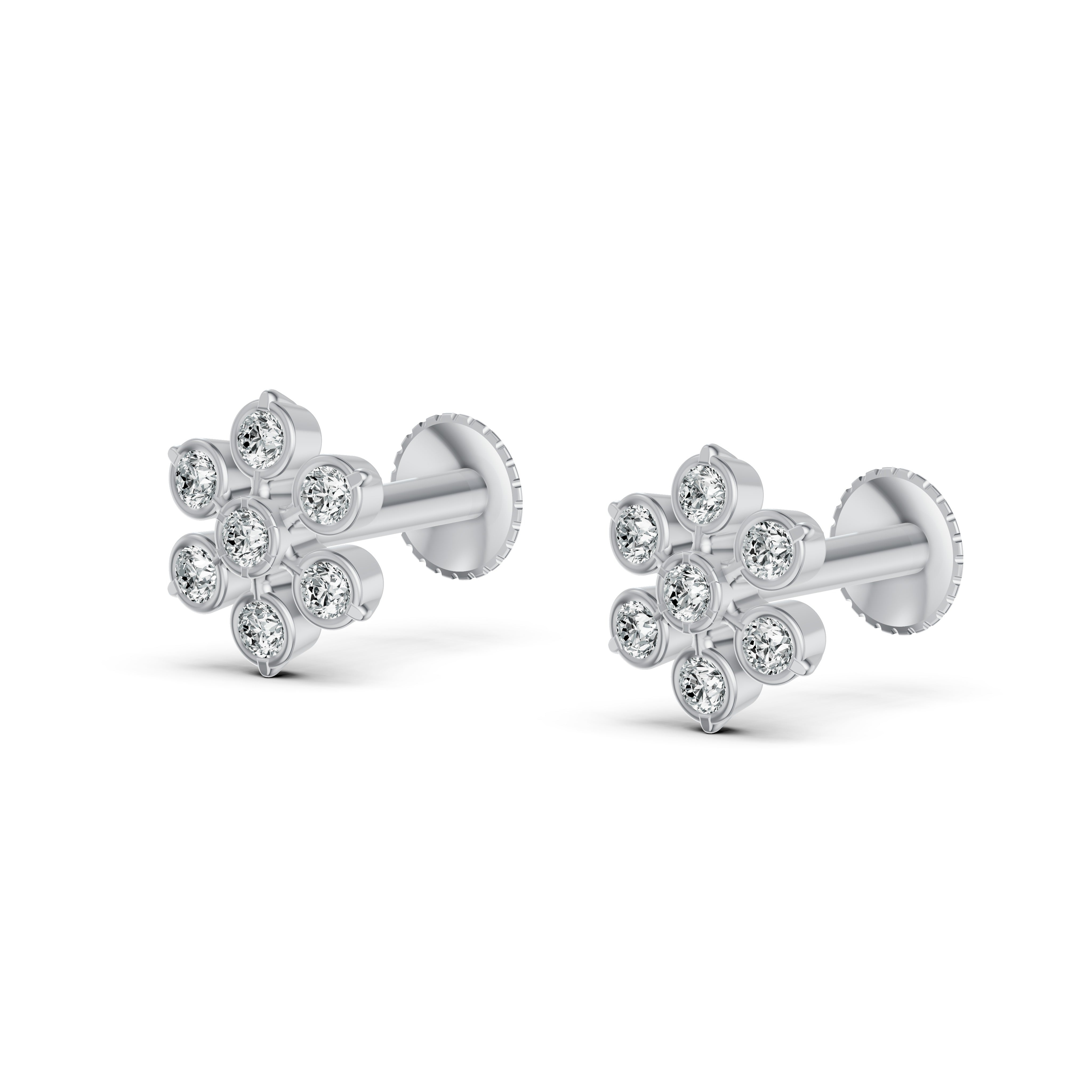 Delicate Blossom Diamond Stud Earrings