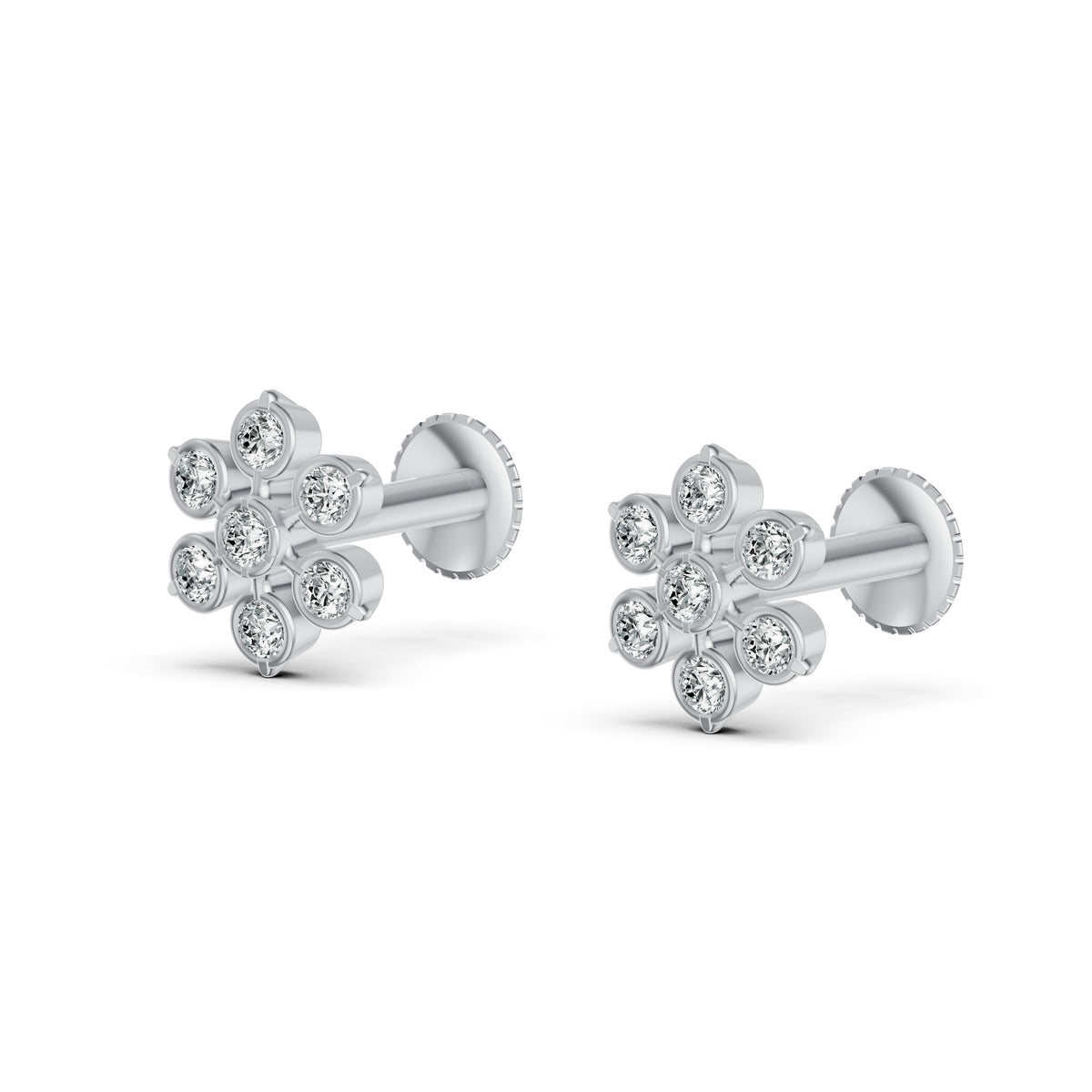 Delicate Blossom Diamond Stud Earrings