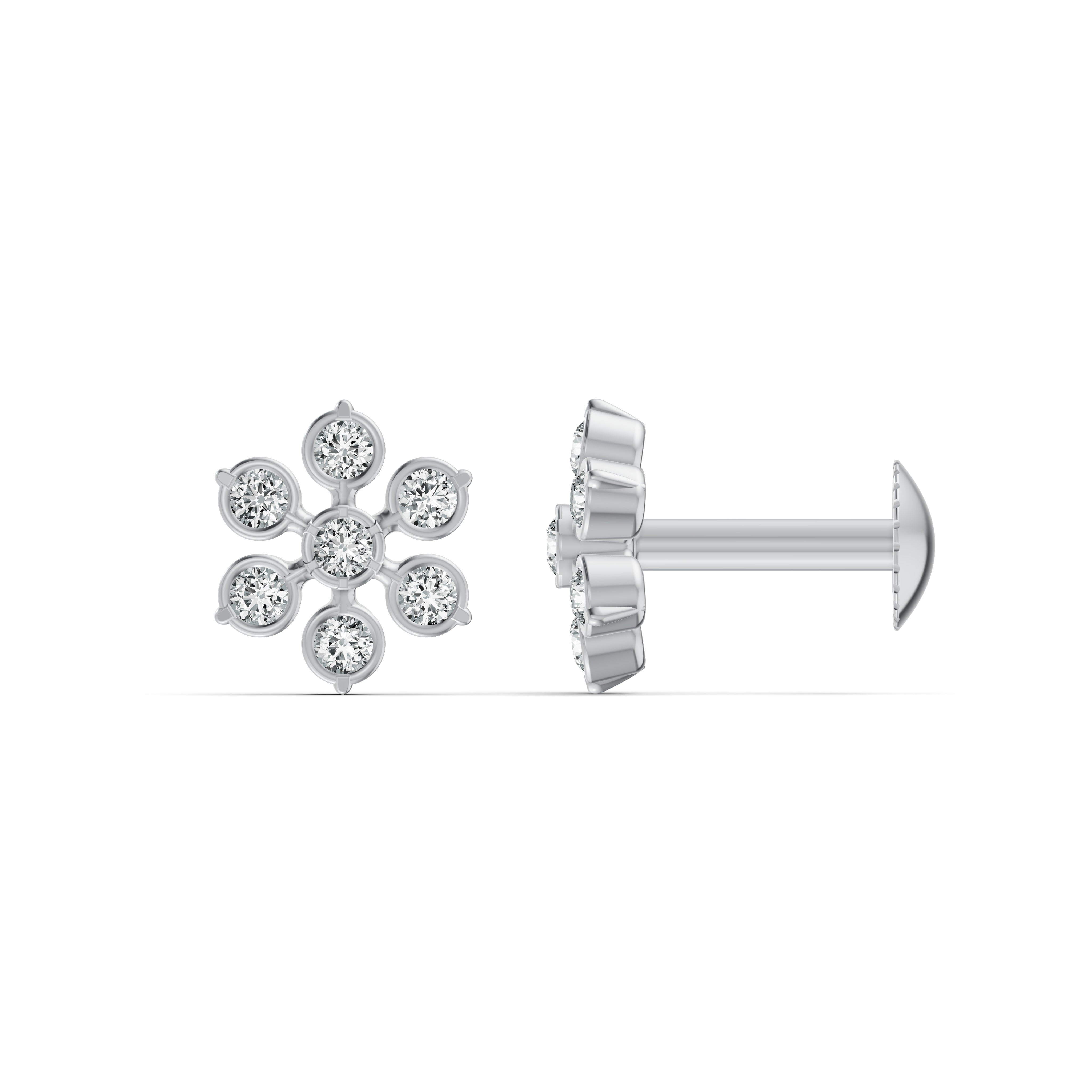 Delicate Blossom Diamond Stud Earrings