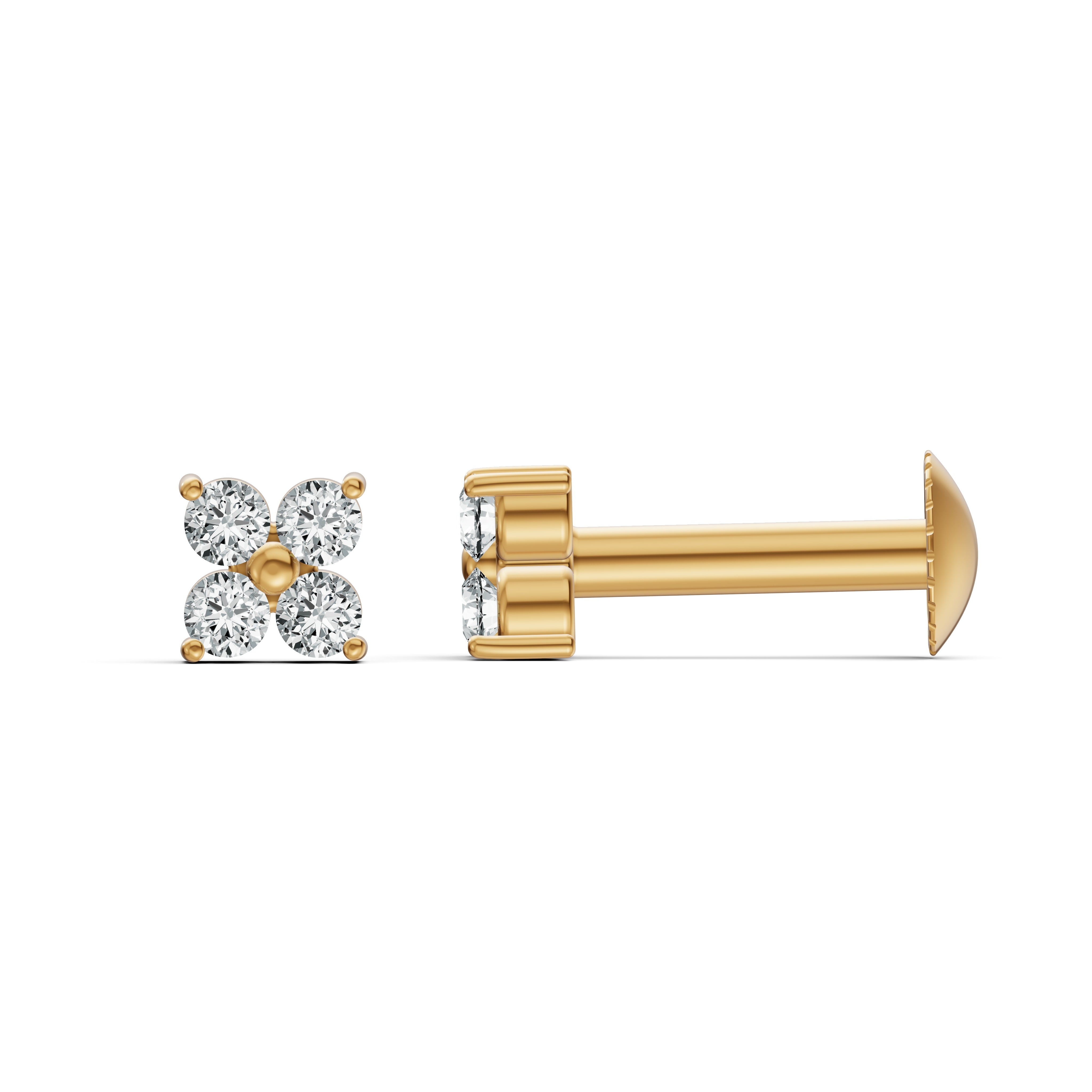 Four Petal Diamond Stud Earrings