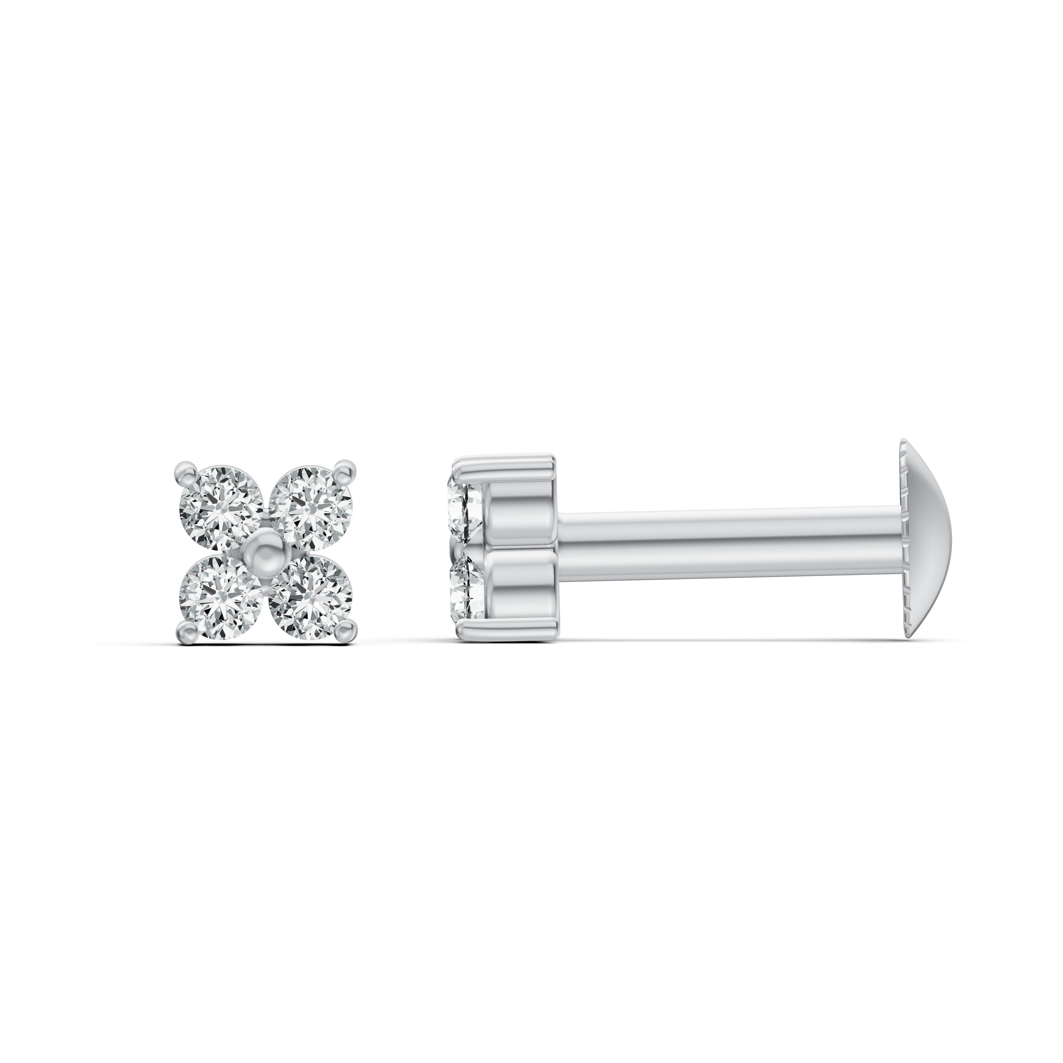 Four Petal Diamond Stud Earrings