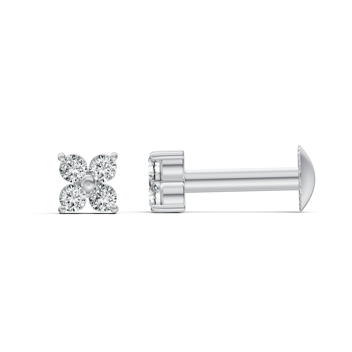 Four Petal Diamond Stud Earrings