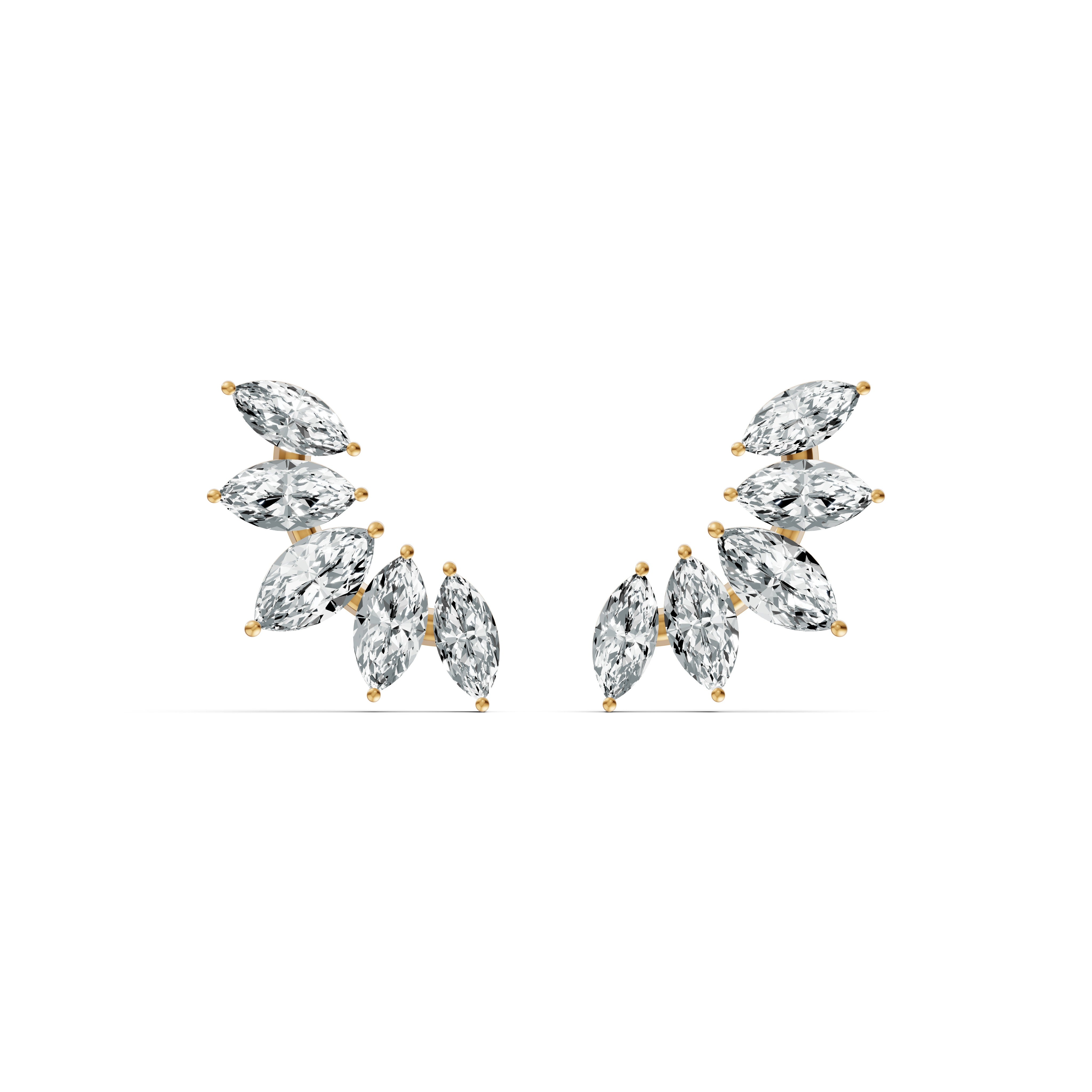 Marquise Leaf Diamond Stud Earrings