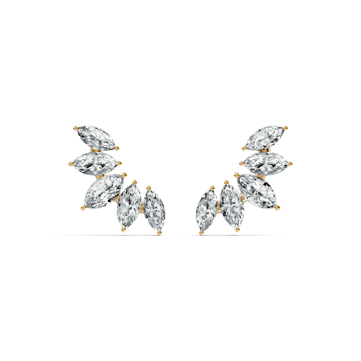 Marquise Leaf Diamond Stud Earrings