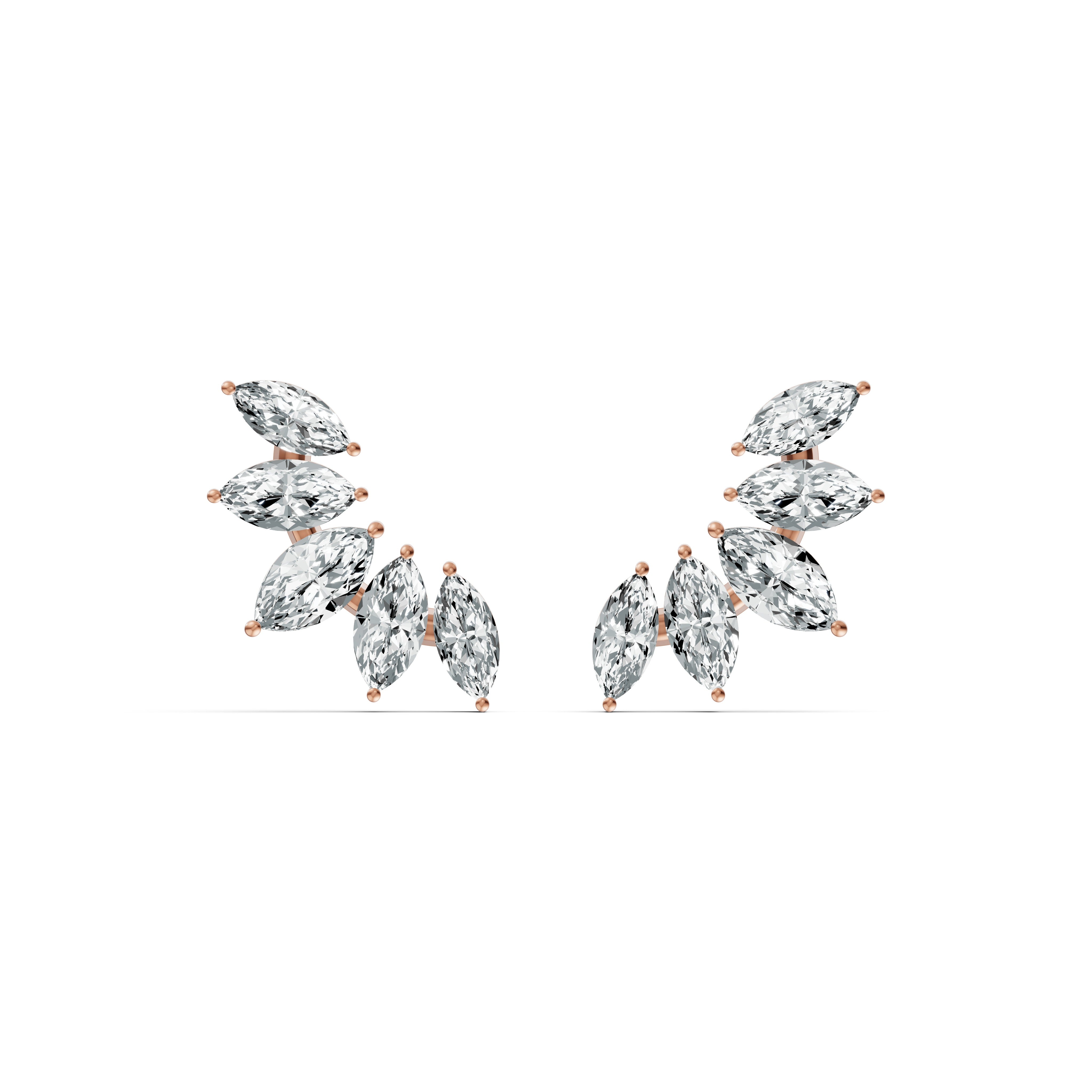 Marquise Leaf Diamond Stud Earrings