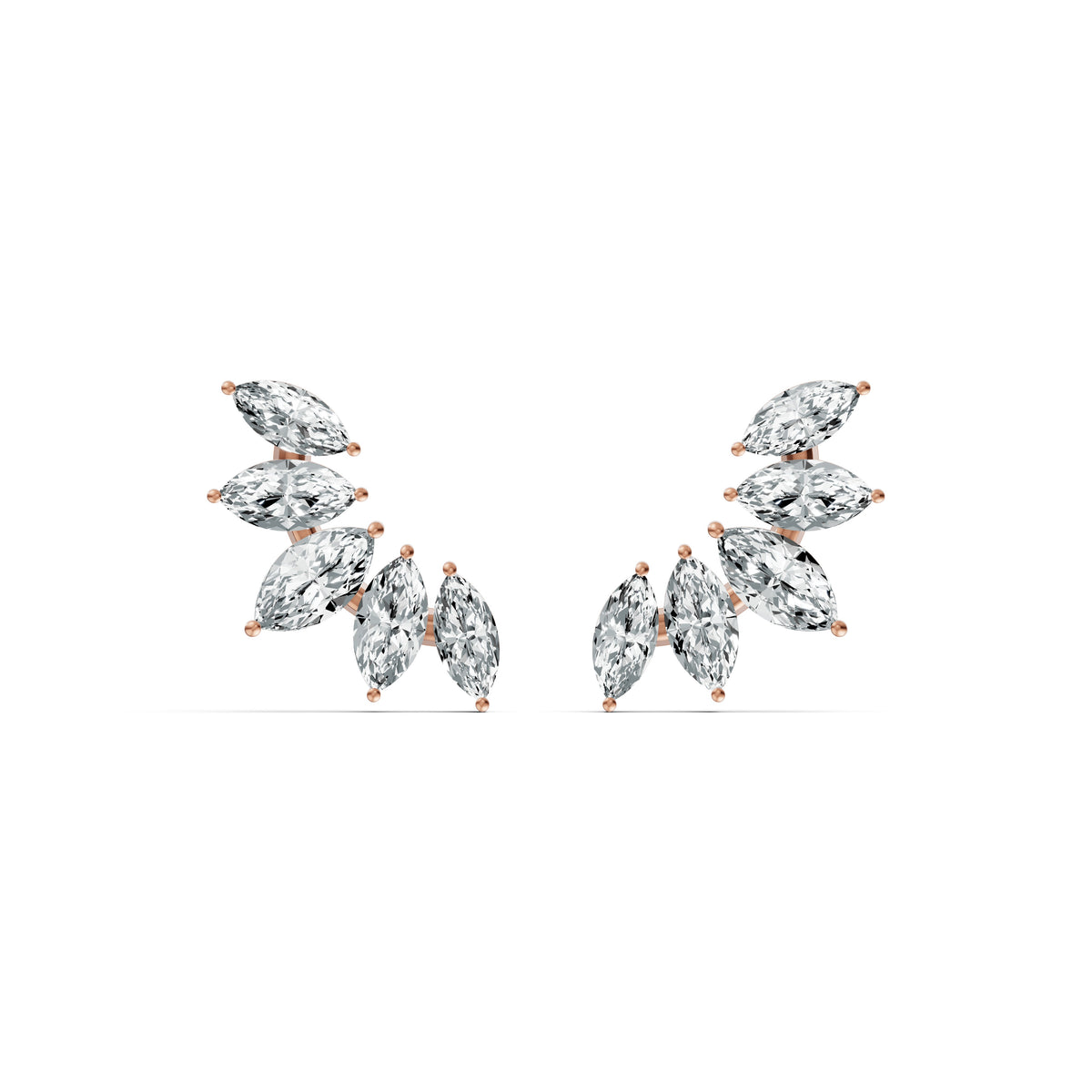 Marquise Leaf Diamond Stud Earrings
