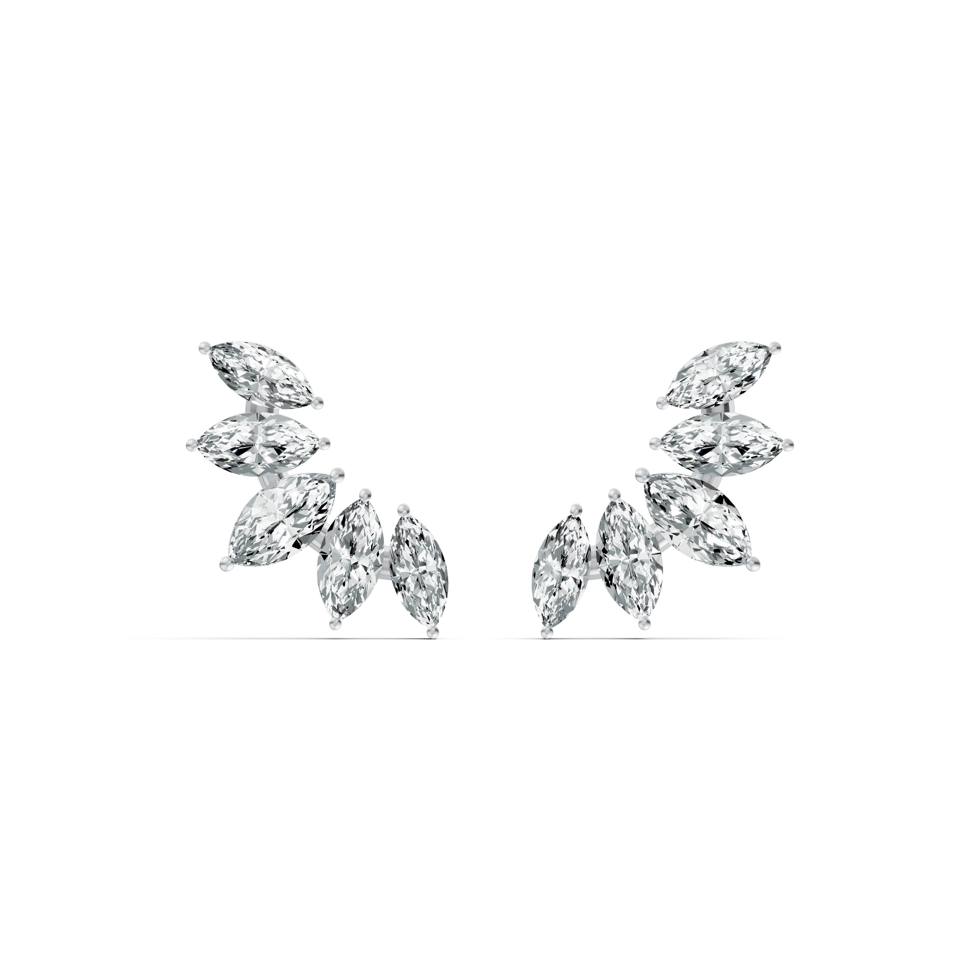 Marquise Leaf Diamond Stud Earrings