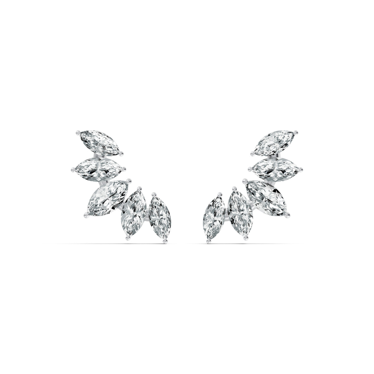 Marquise Leaf Diamond Stud Earrings