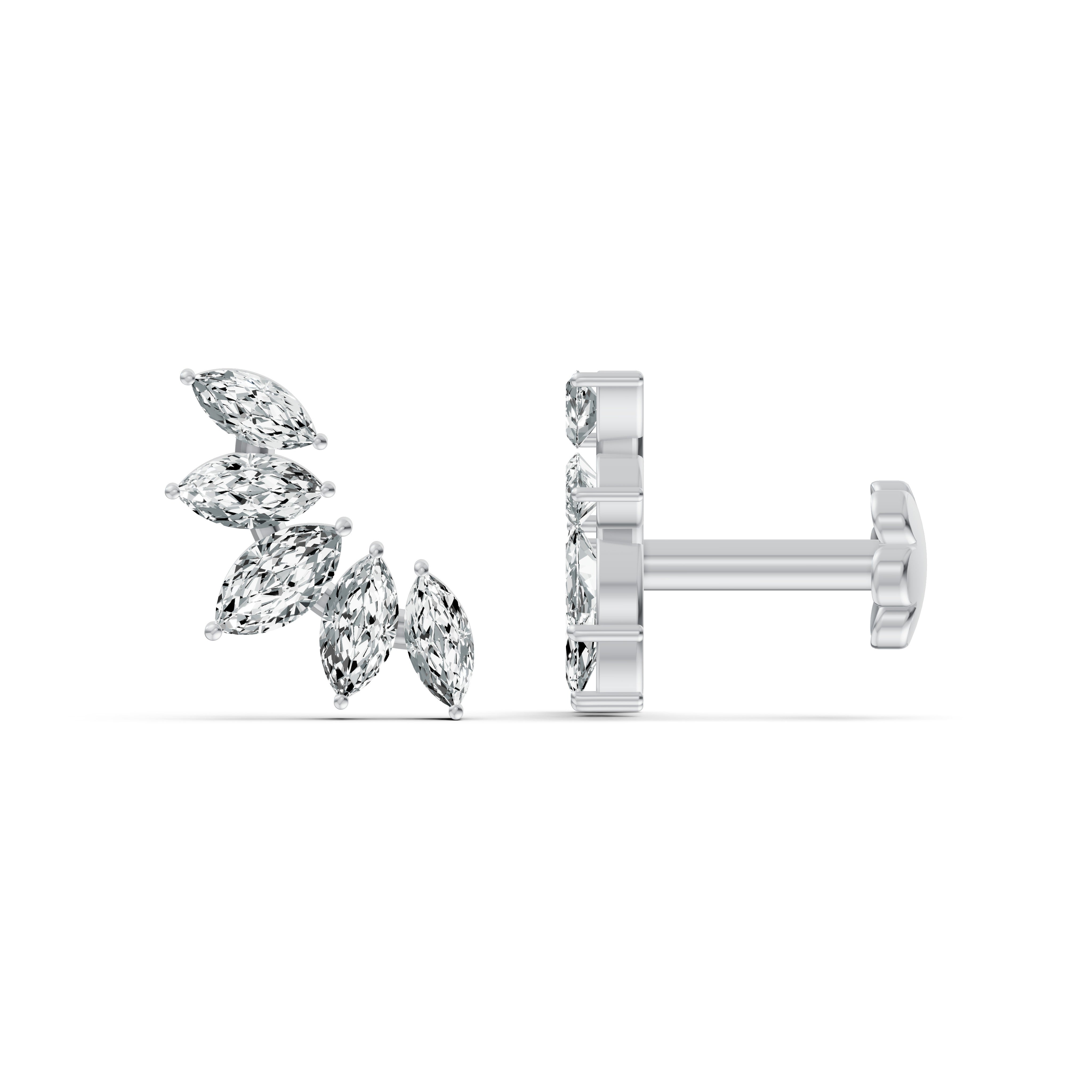 Marquise Leaf Diamond Stud Earrings