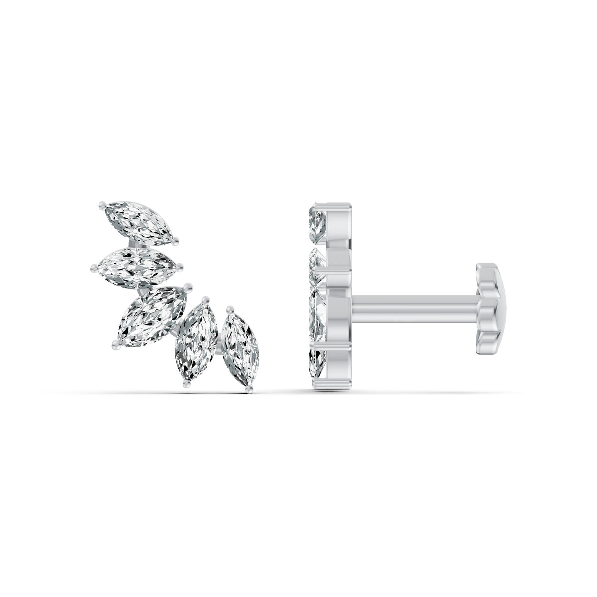 Marquise Leaf Diamond Stud Earrings