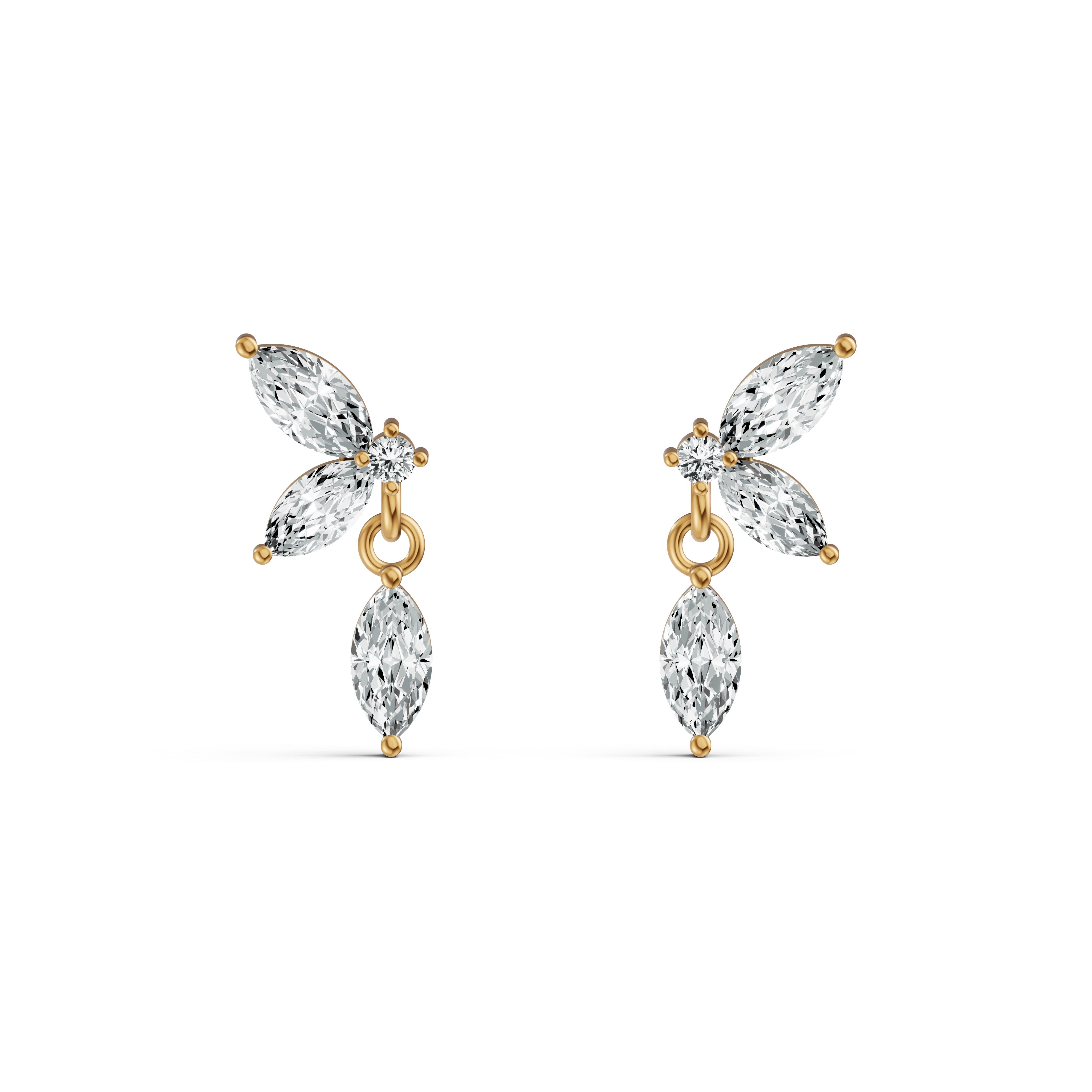 Marquise Drop Diamond Stud Earrings