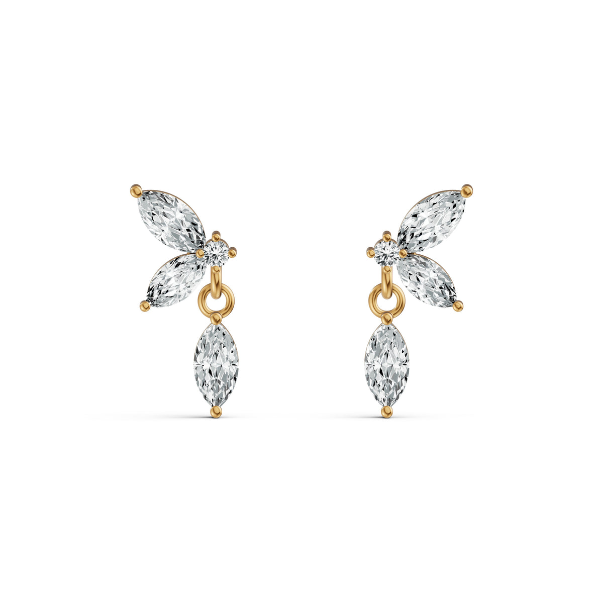 Marquise Drop Diamond Stud Earrings