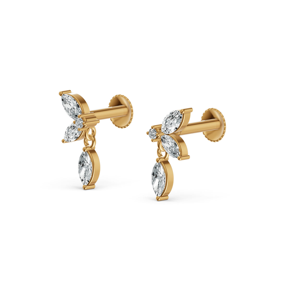 Marquise Drop Diamond Stud Earrings