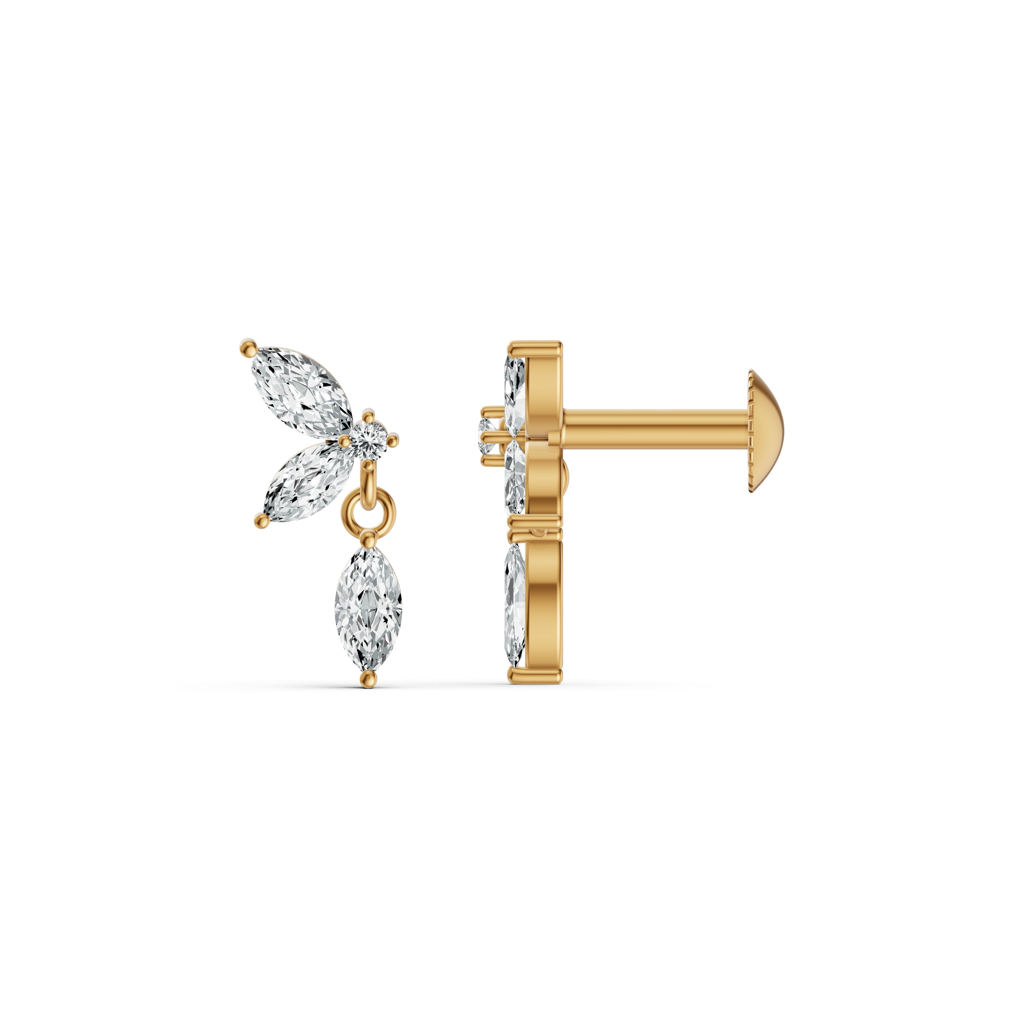 Marquise Drop Diamond Stud Earrings