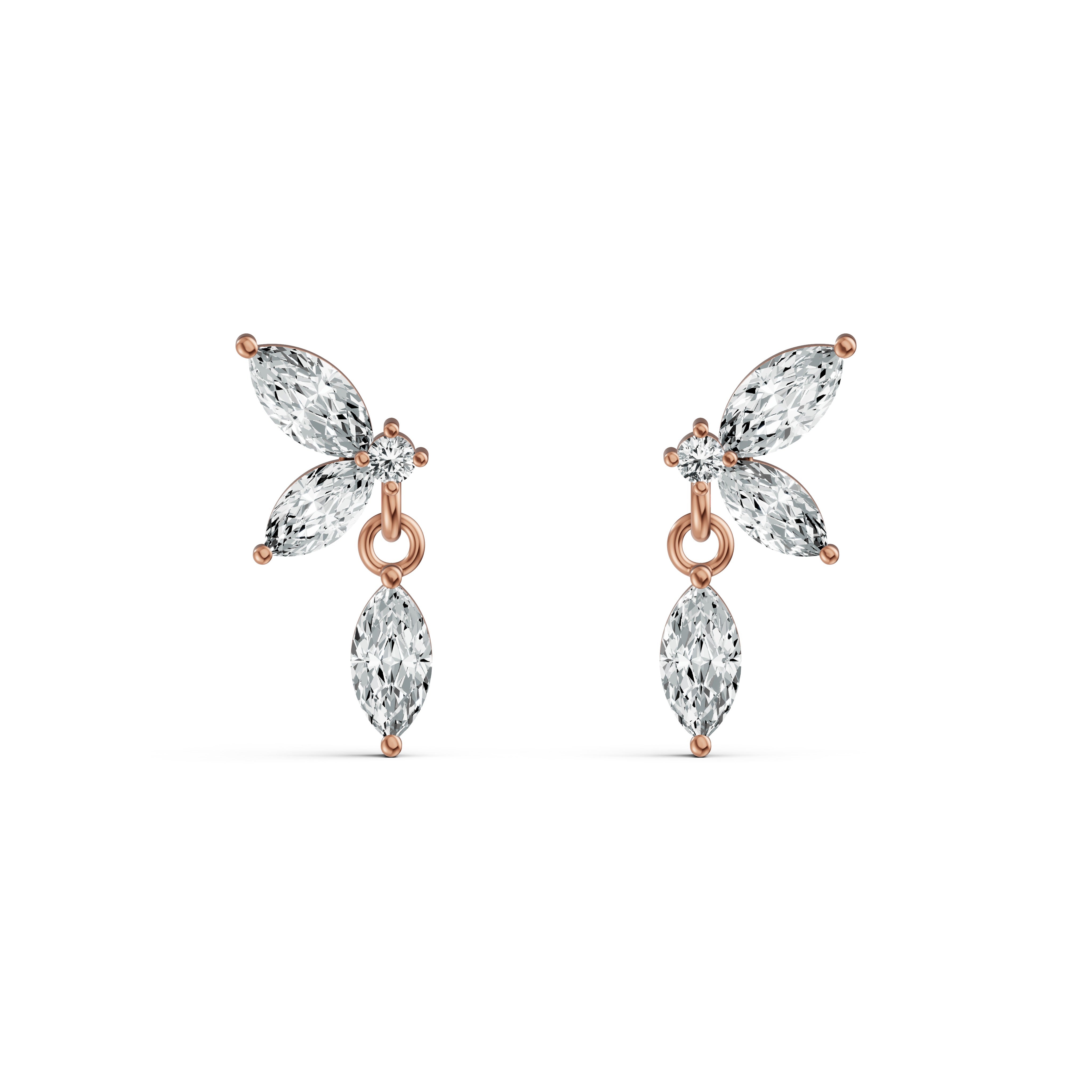 Marquise Drop Diamond Stud Earrings