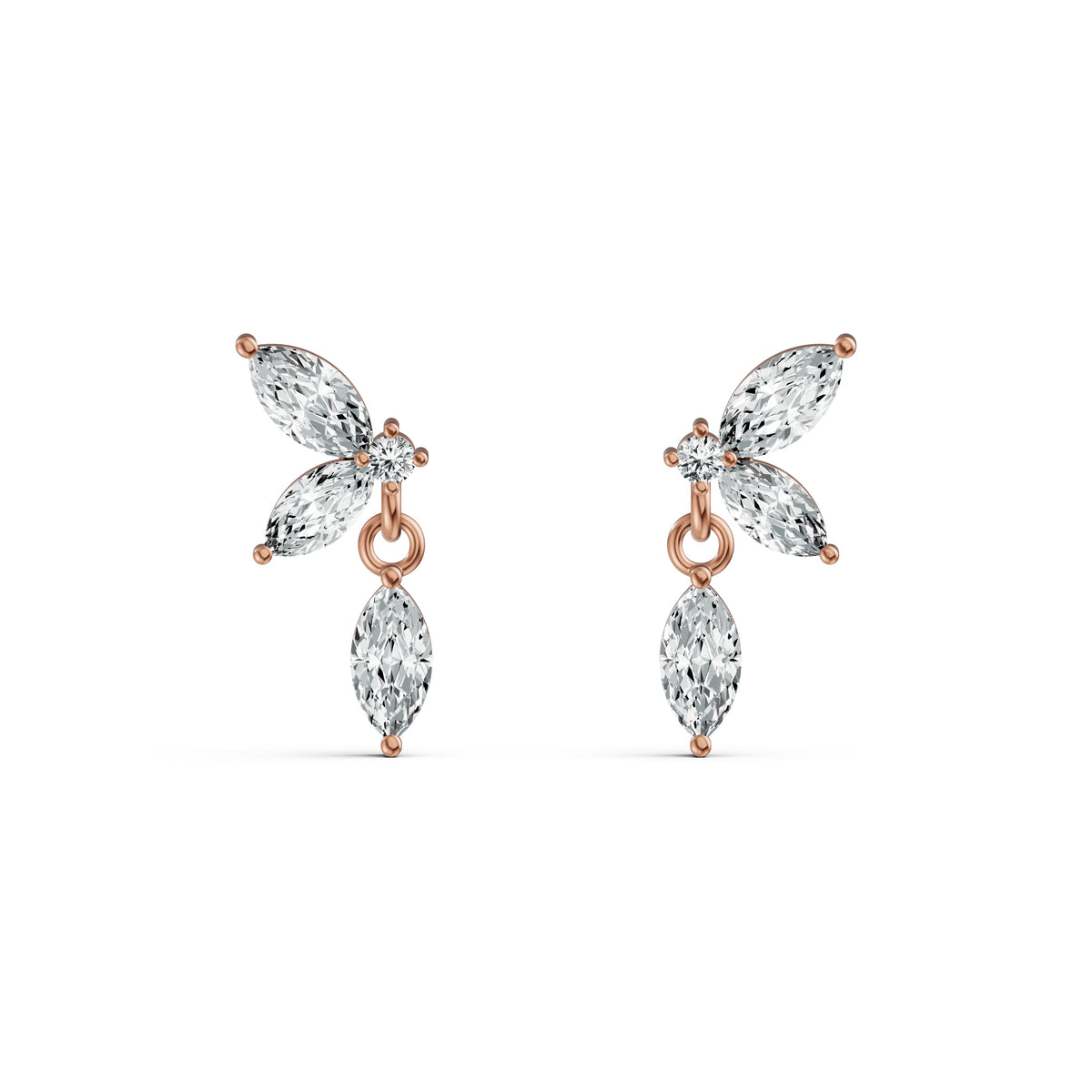Marquise Drop Diamond Stud Earrings
