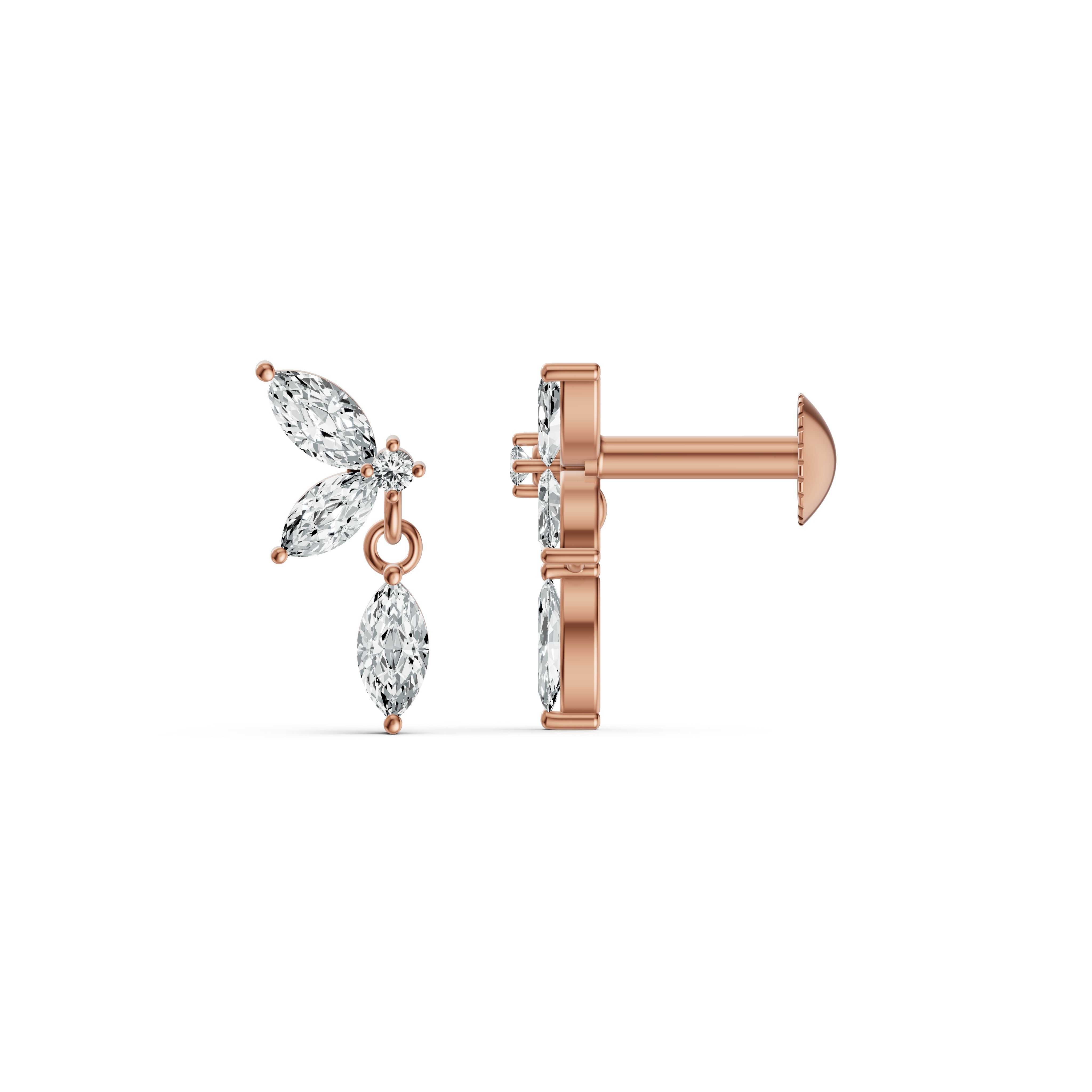 Marquise Drop Diamond Stud Earrings