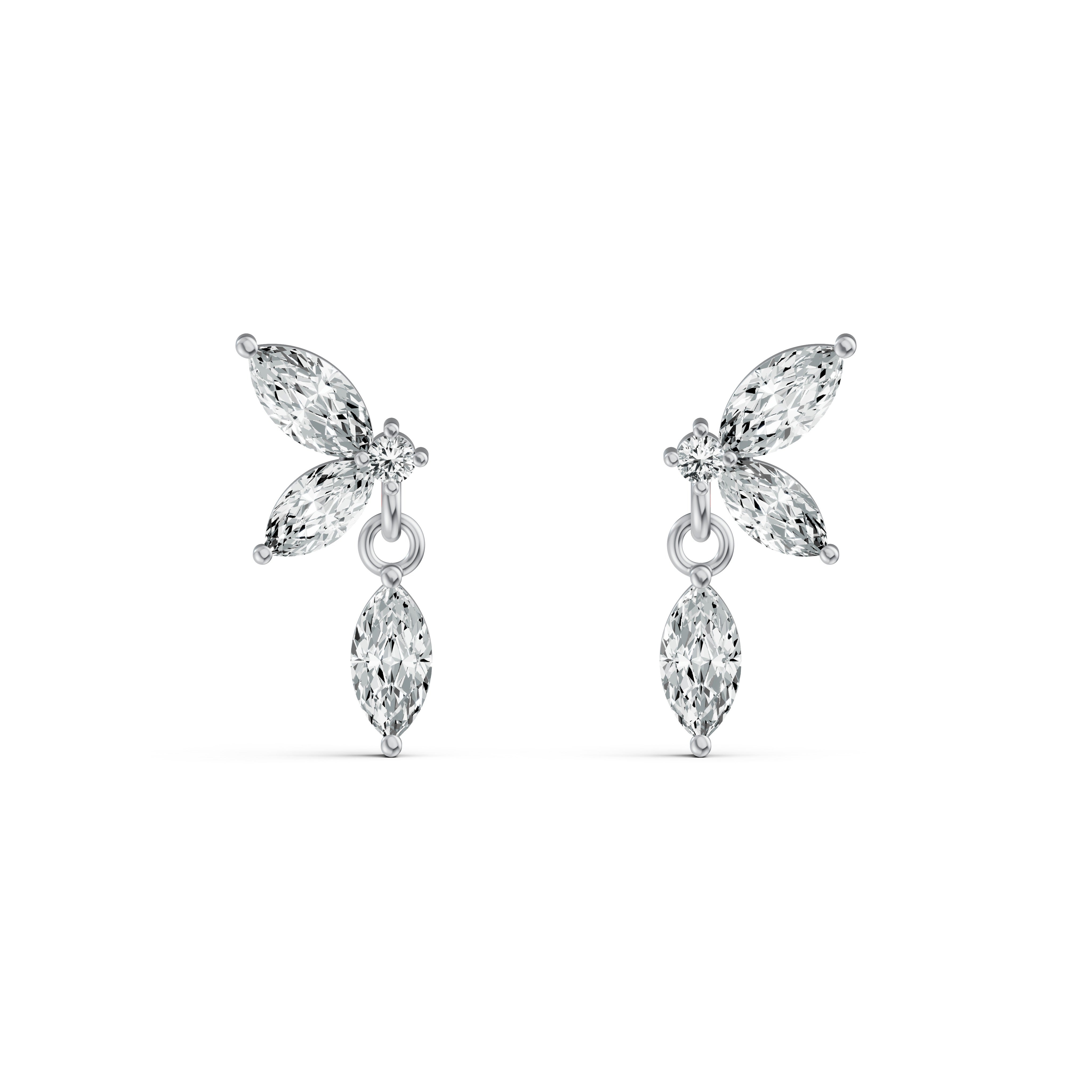 Marquise Drop Diamond Stud Earrings