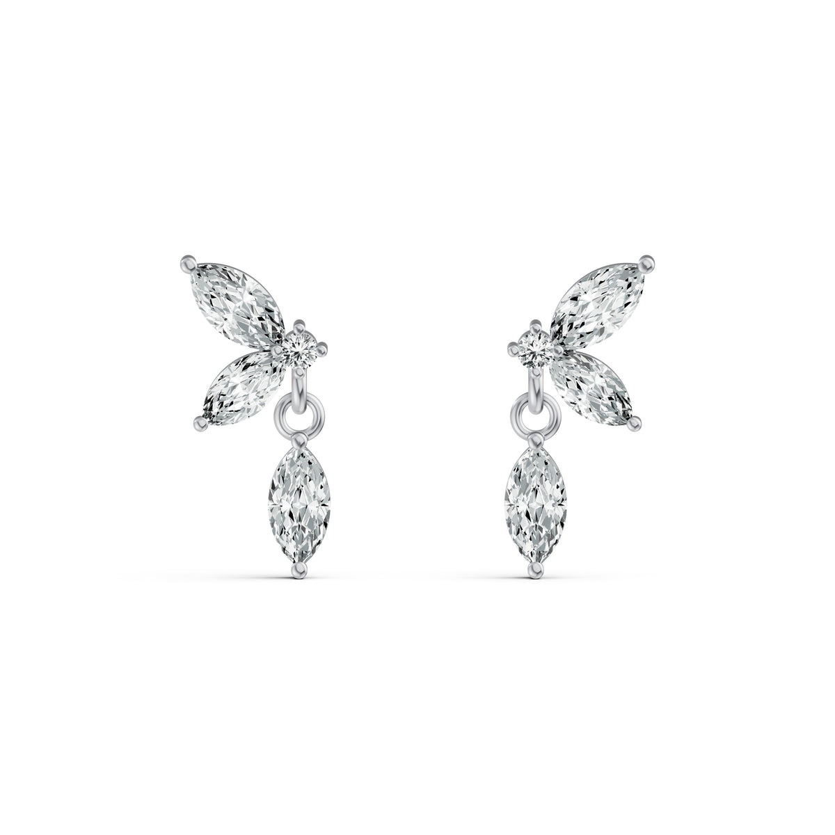Marquise Drop Diamond Stud Earrings