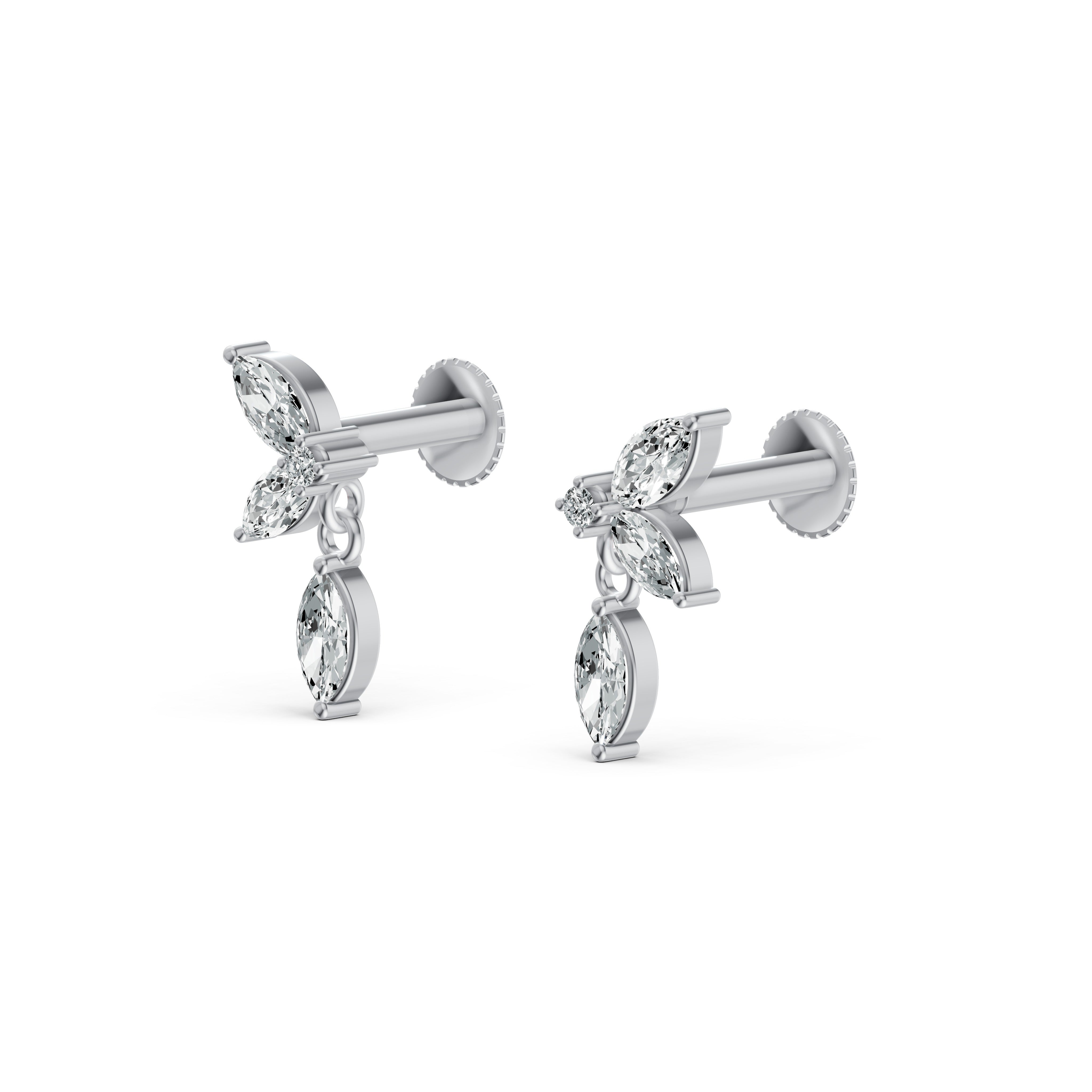 Marquise Drop Diamond Stud Earrings