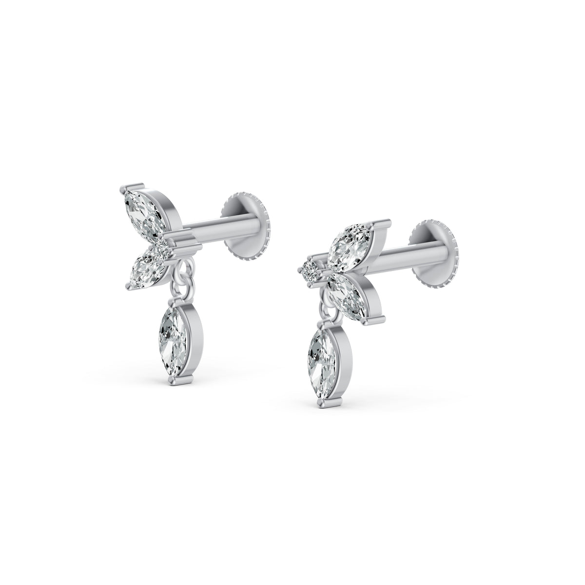 Marquise Drop Diamond Stud Earrings