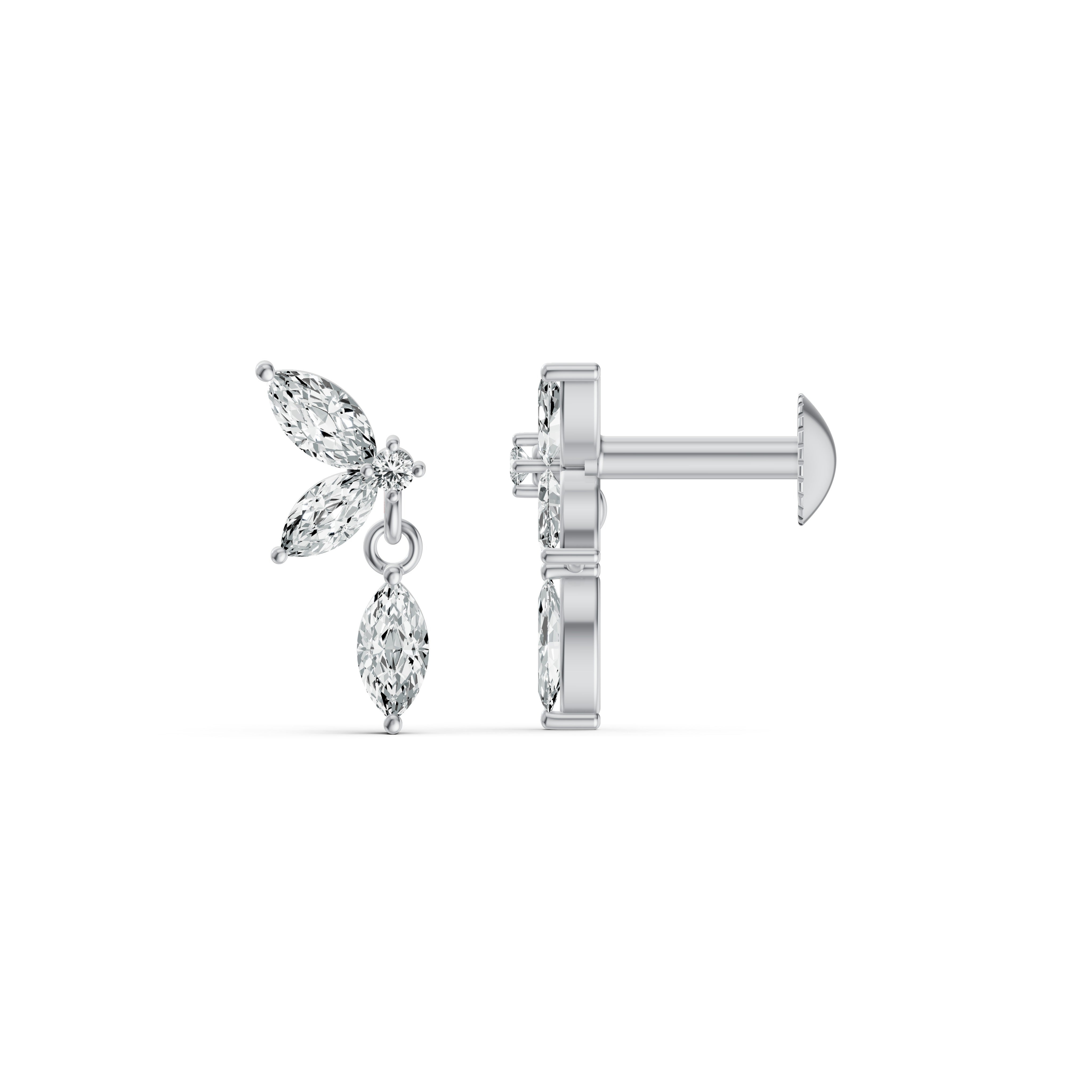 Marquise Drop Diamond Stud Earrings