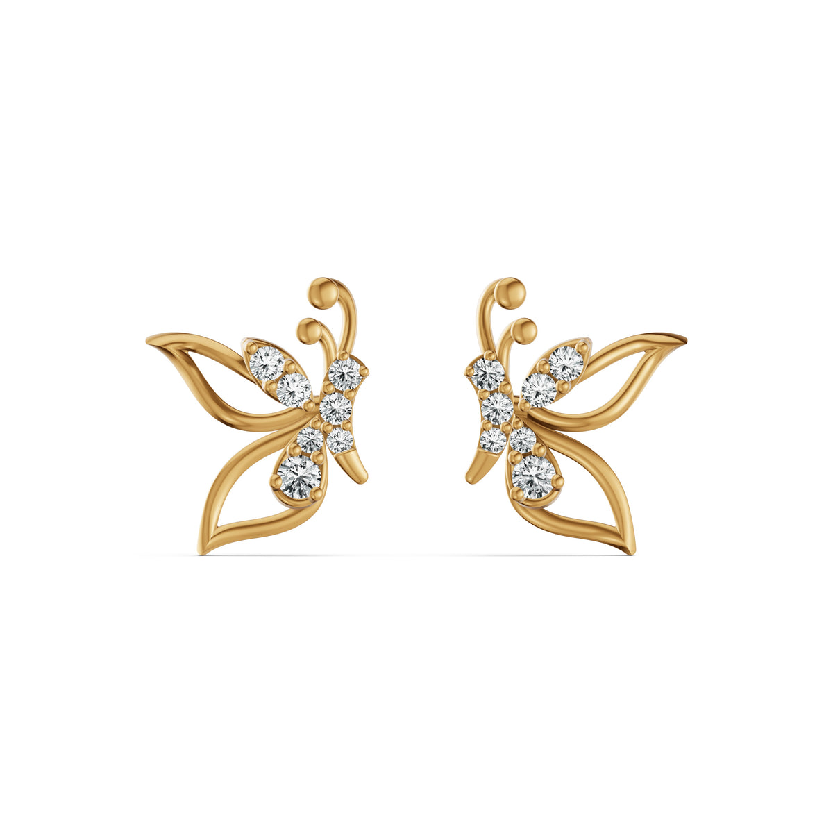 Whimsical Butterfly Diamond Stud Earrings