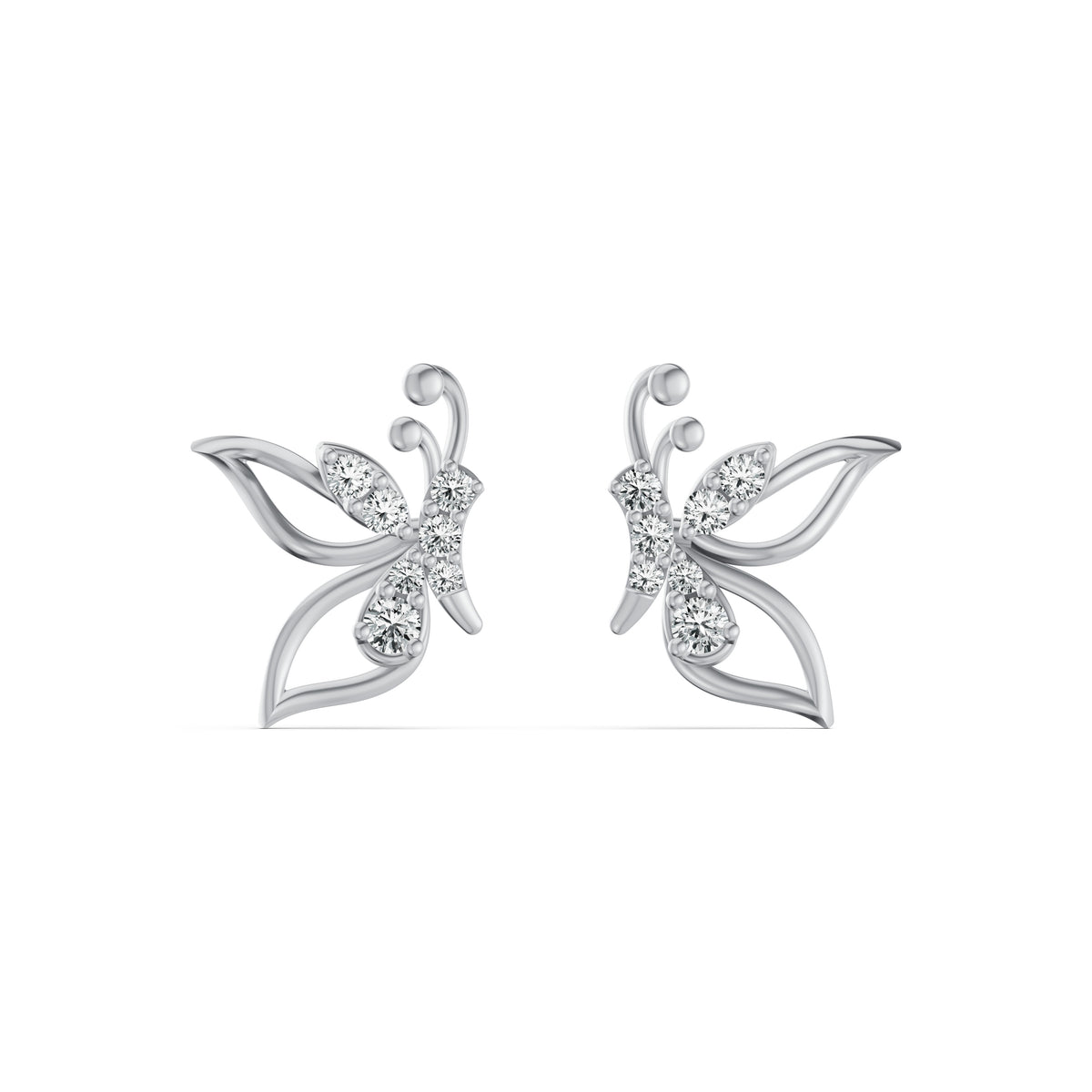 Whimsical Butterfly Diamond Stud Earrings