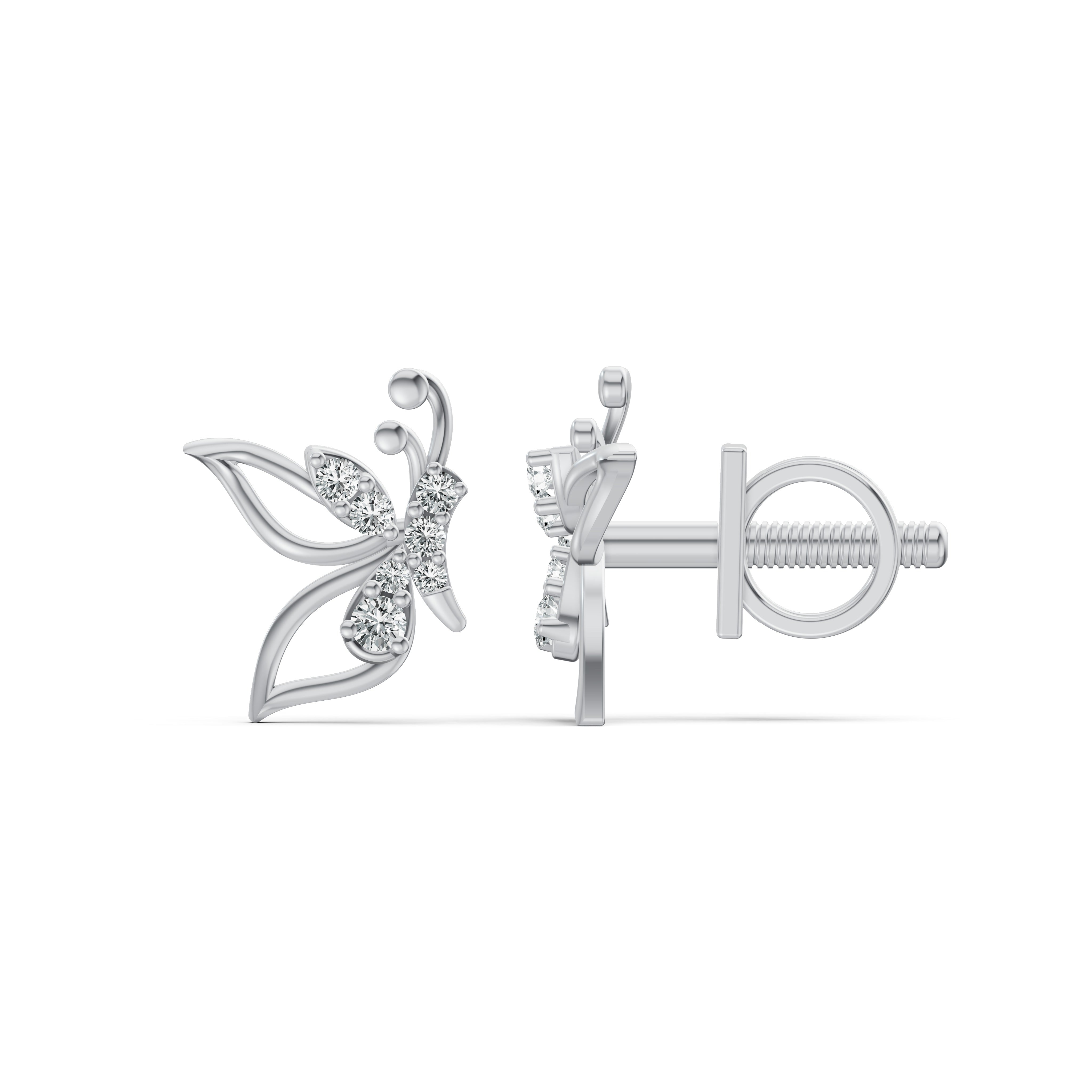 Whimsical Butterfly Diamond Stud Earrings