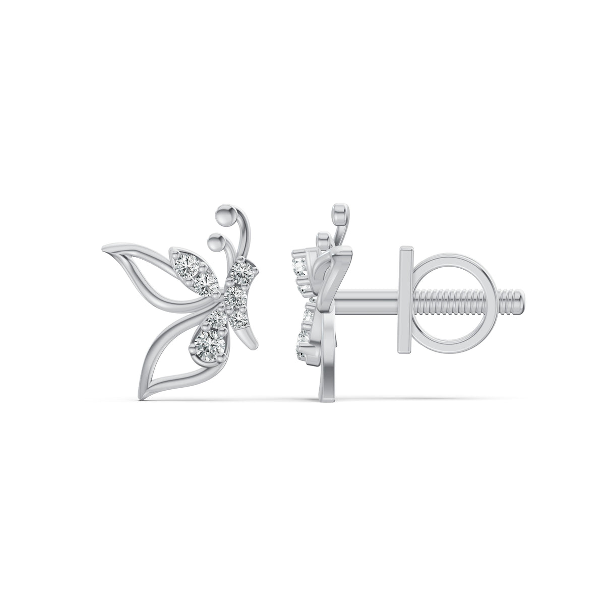 Whimsical Butterfly Diamond Stud Earrings