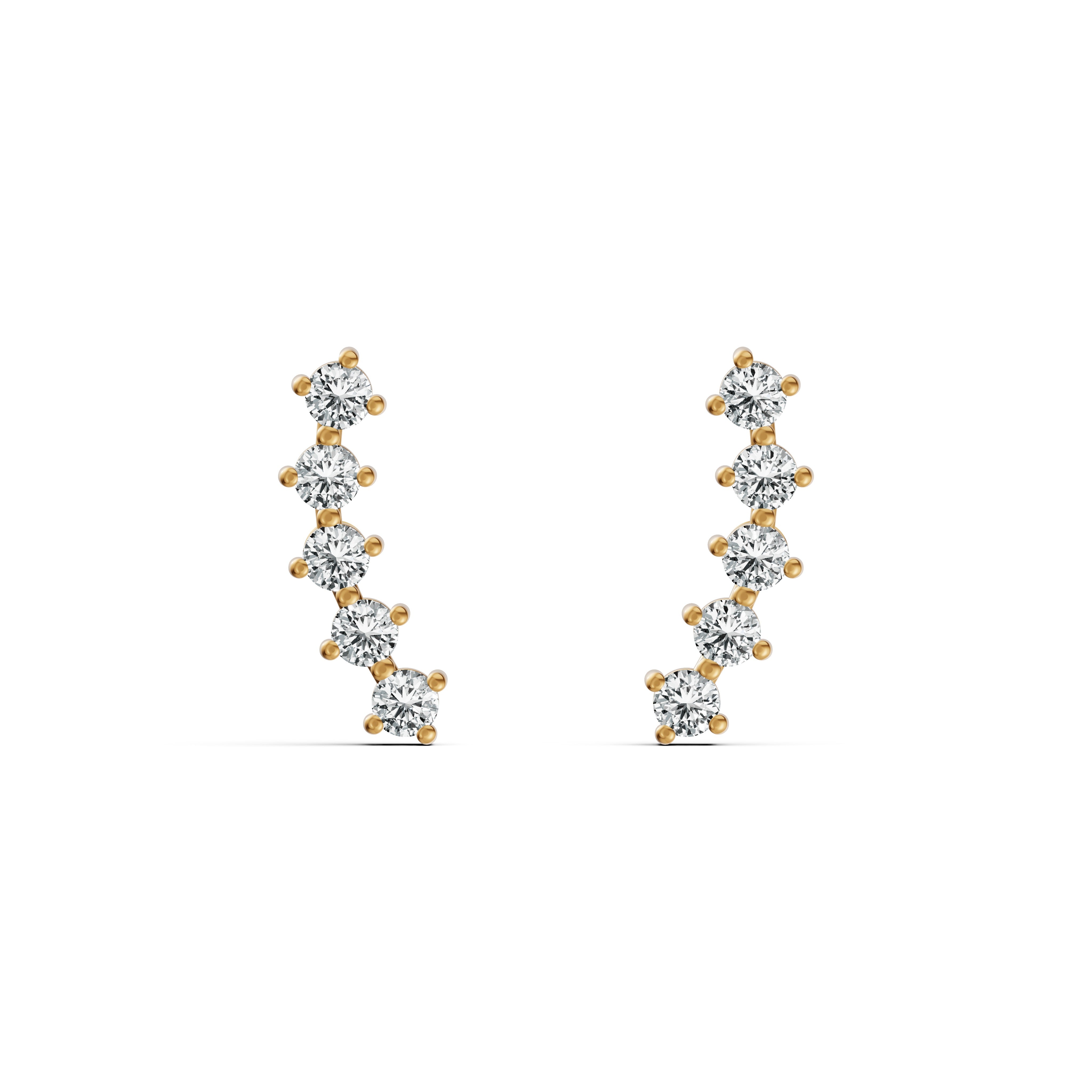 Minimal Climber Diamond Stud Earrings