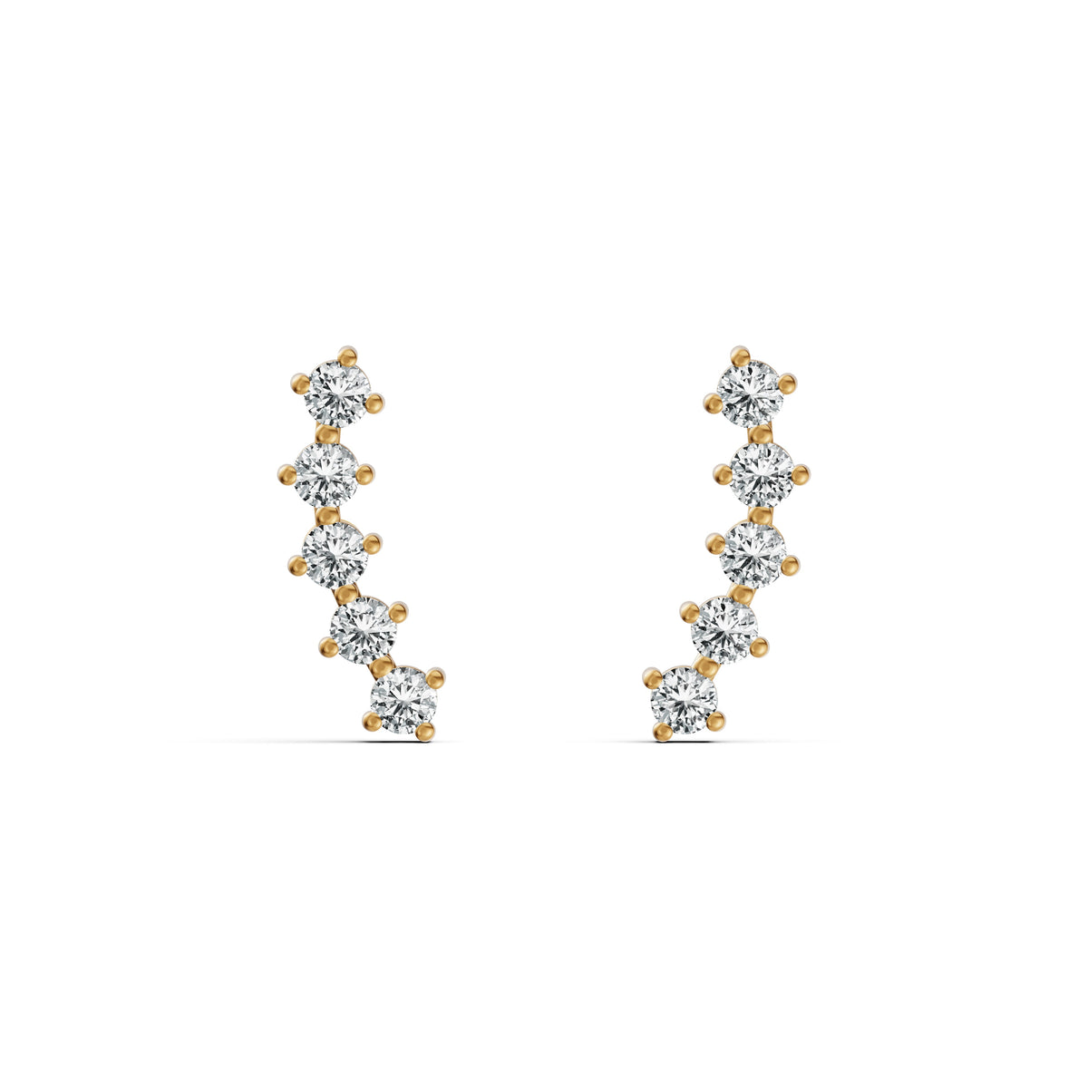 Minimal Climber Diamond Stud Earrings