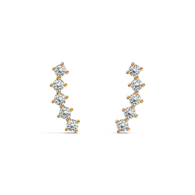 Minimal Climber Diamond Stud Earrings