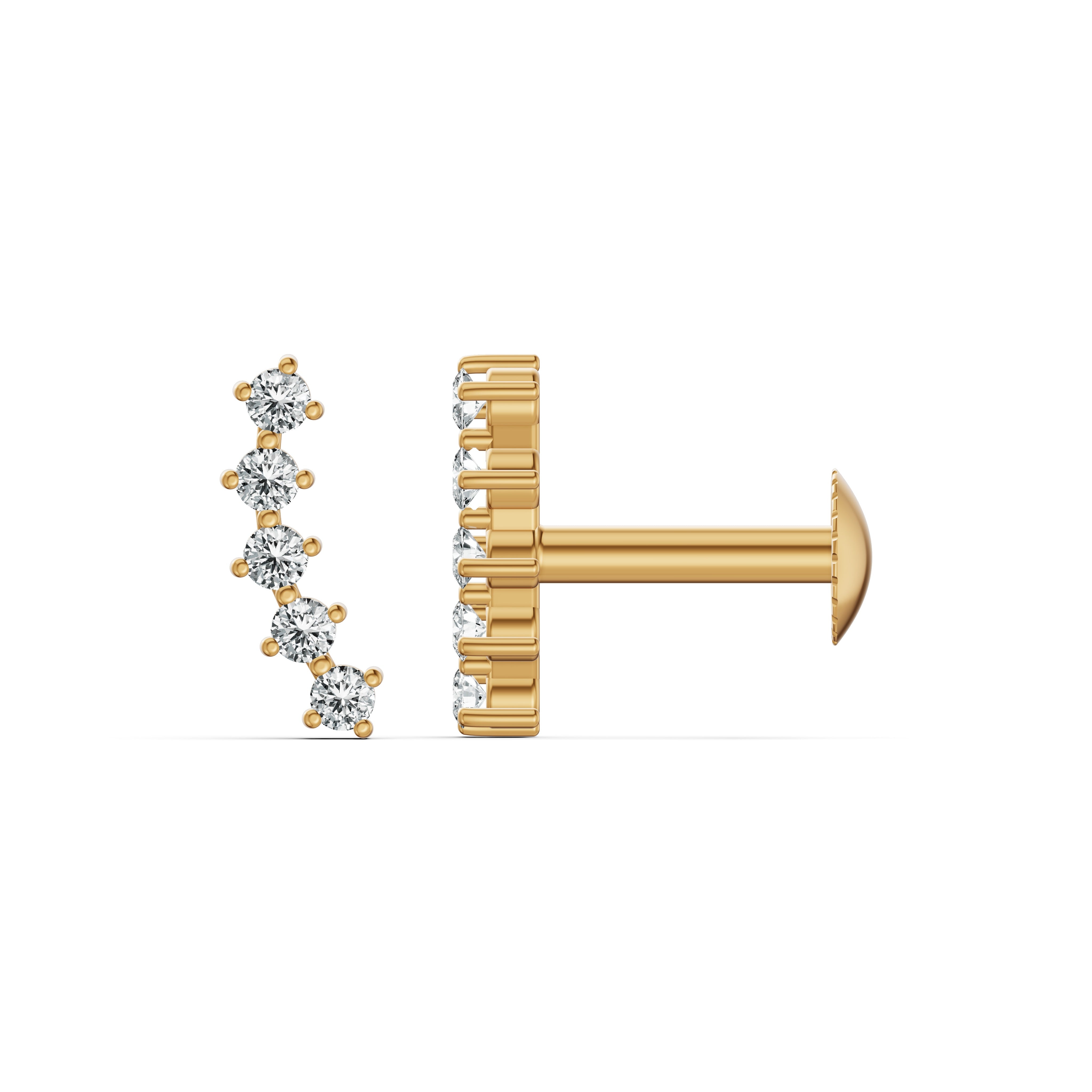 Minimal Climber Diamond Stud Earrings