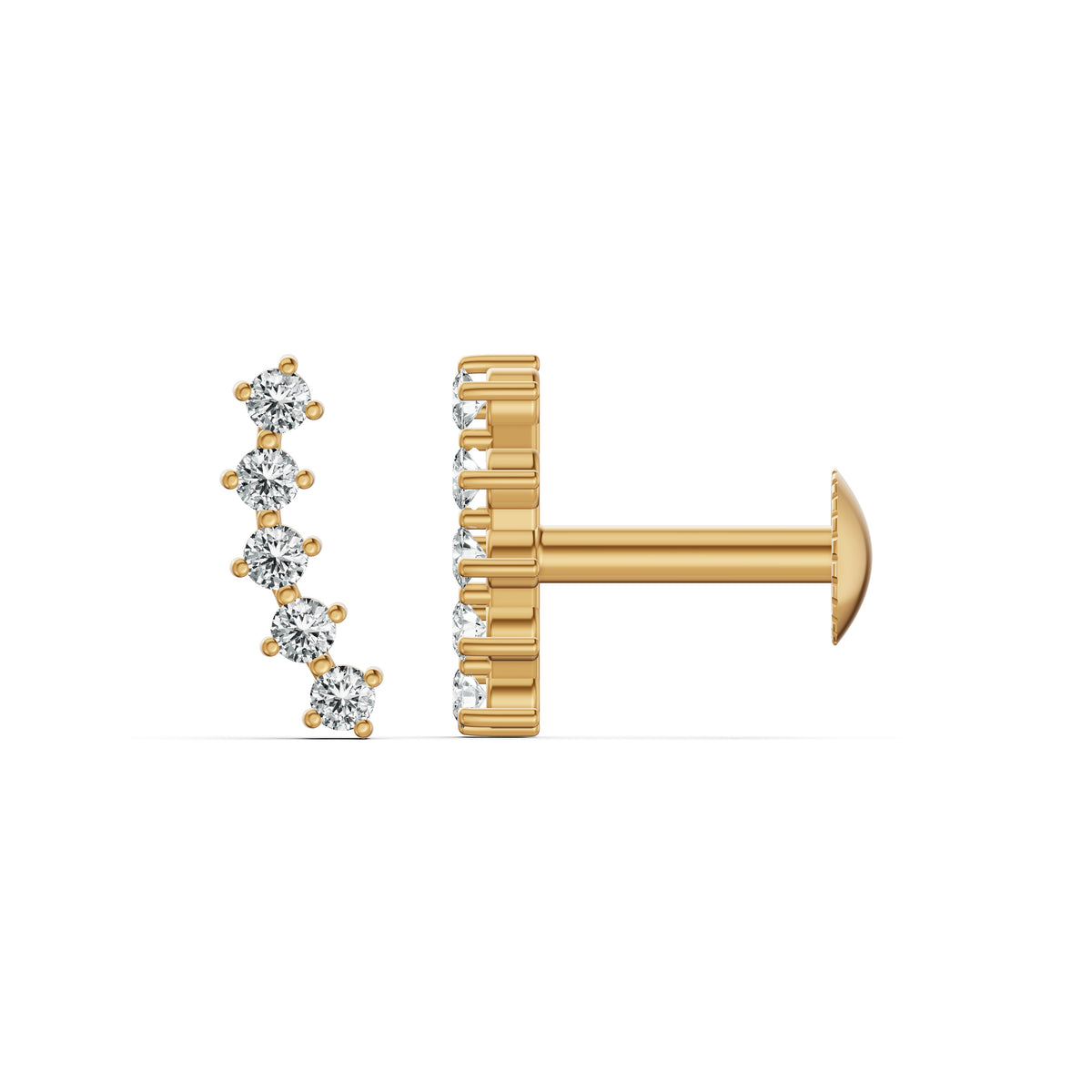 Minimal Climber Diamond Stud Earrings
