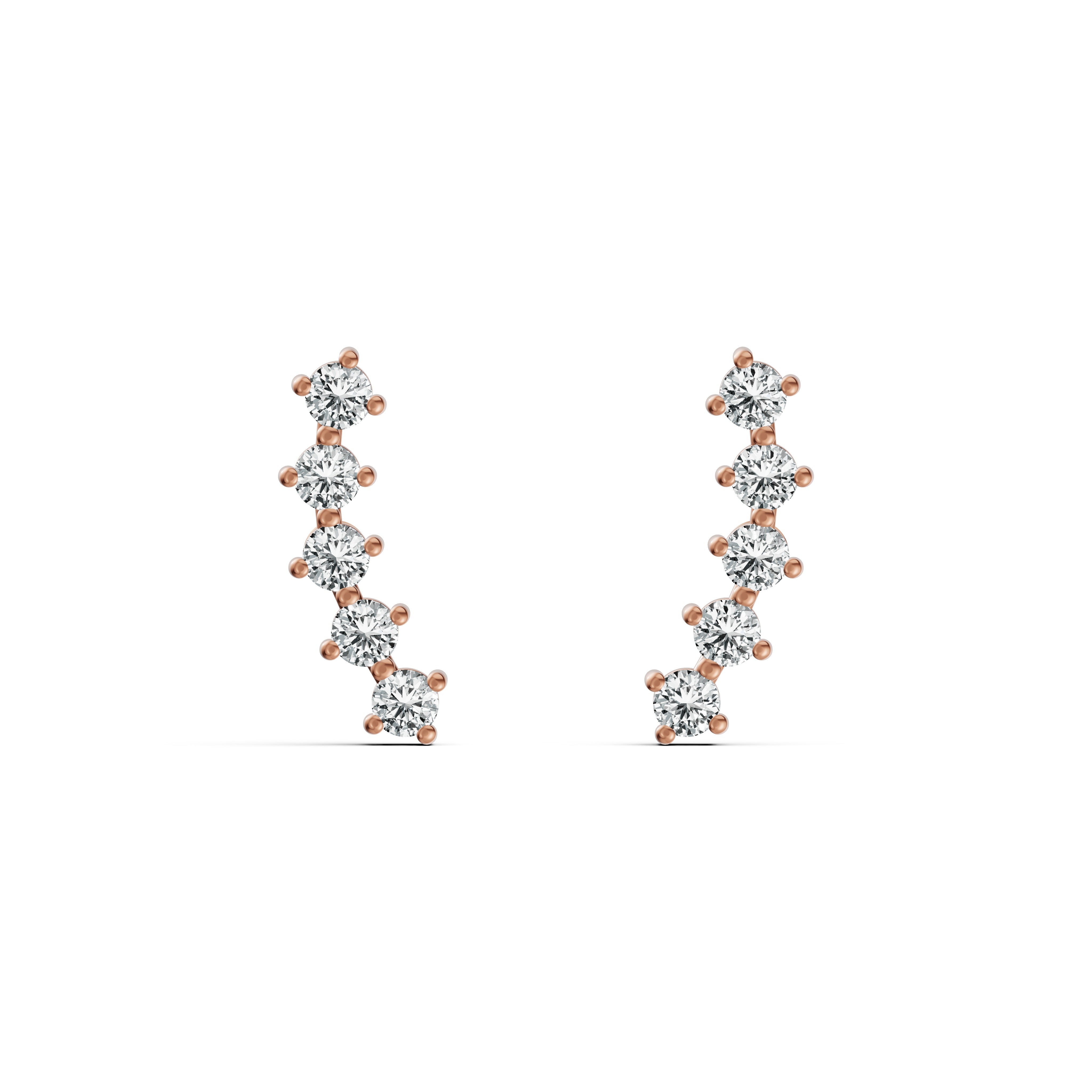 Minimal Climber Diamond Stud Earrings