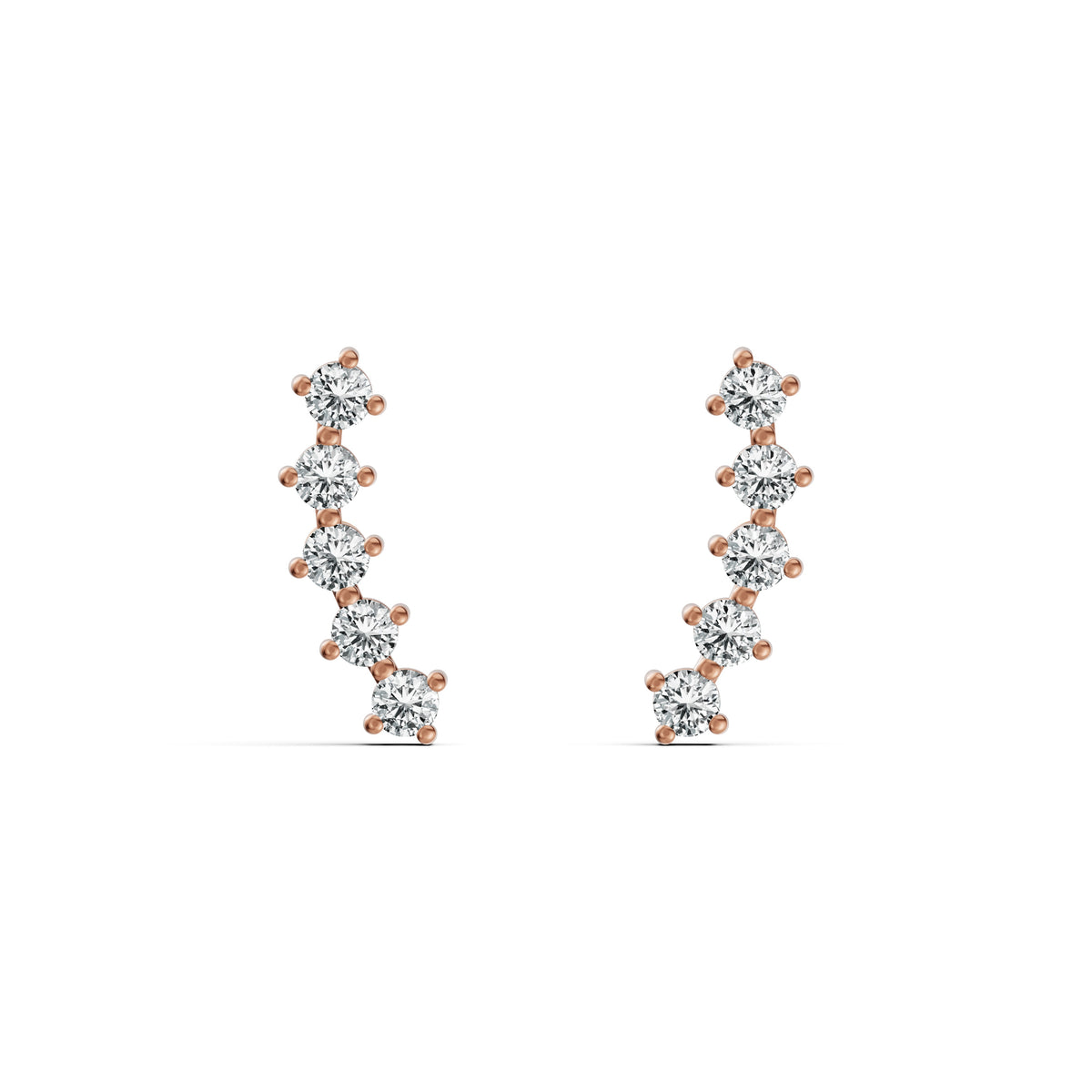 Minimal Climber Diamond Stud Earrings